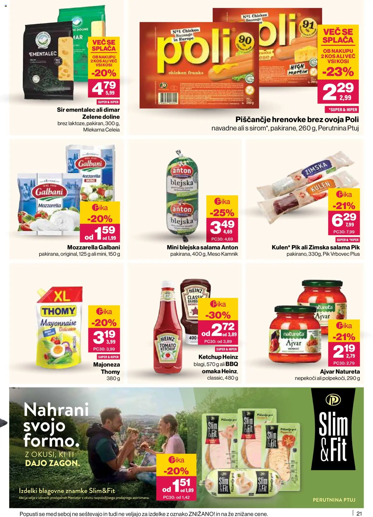 Novi Mercator katalog ponudbe – veljaven od 09.04.2026 | Stran: 21 | Izdelki: Hrenovke, Kos, Salama, Majoneza