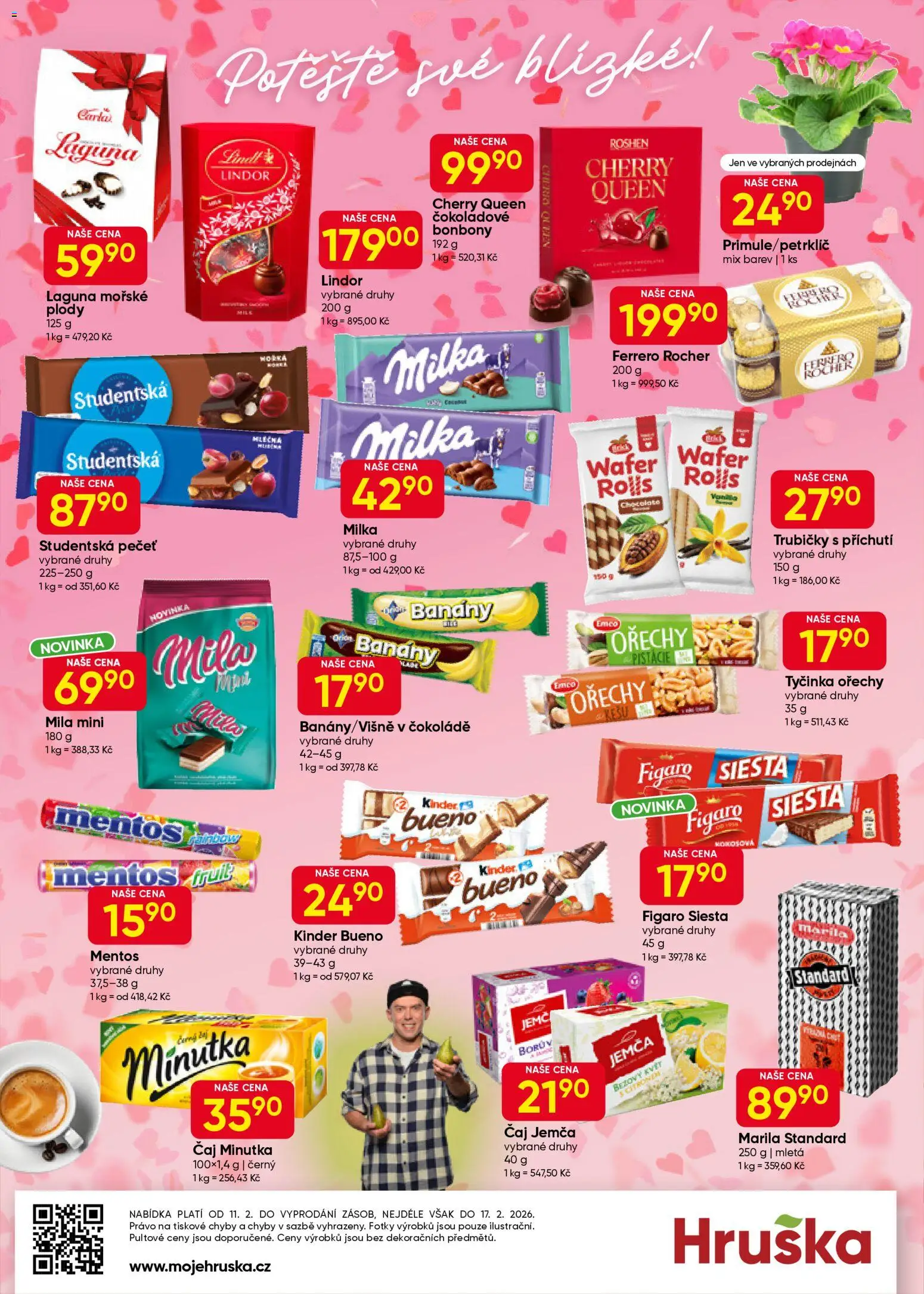Hruška leták od 11.02.2026 | Strana: 8 | Produkty: Ferrero Rocher, Pistácie, Ořechy, Kinder Bueno