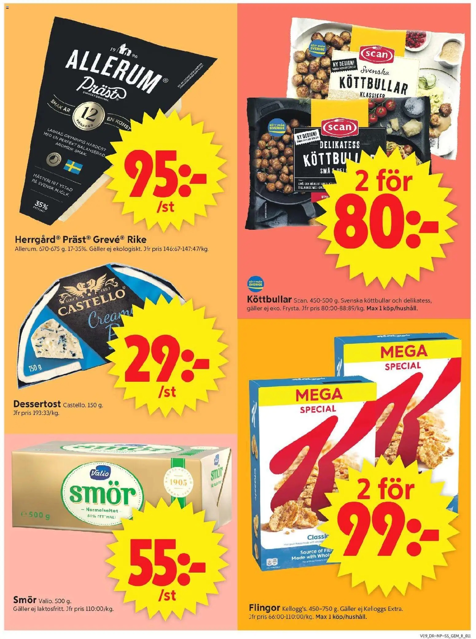 ICA Supermarket reklamblad aktuell från 23.02.2026 | Sida: 13 | Produkter: Köttbullar, Galler, Smör, Flingor