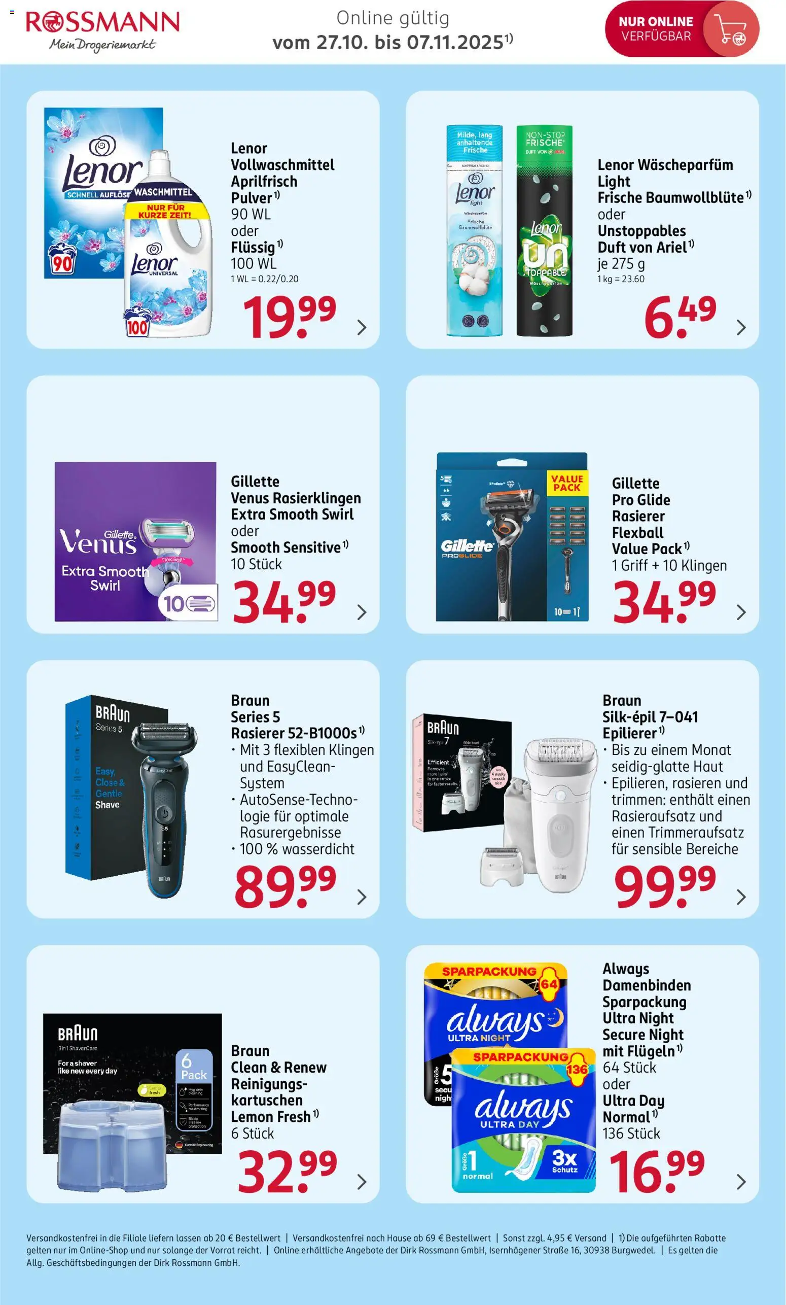 Rossmann Mit P&G Marken sparen – gültig ab 27.10.2025 | Seite: 3 | Produkte: Rasierer, Epilierer, Duft, Waschmittel