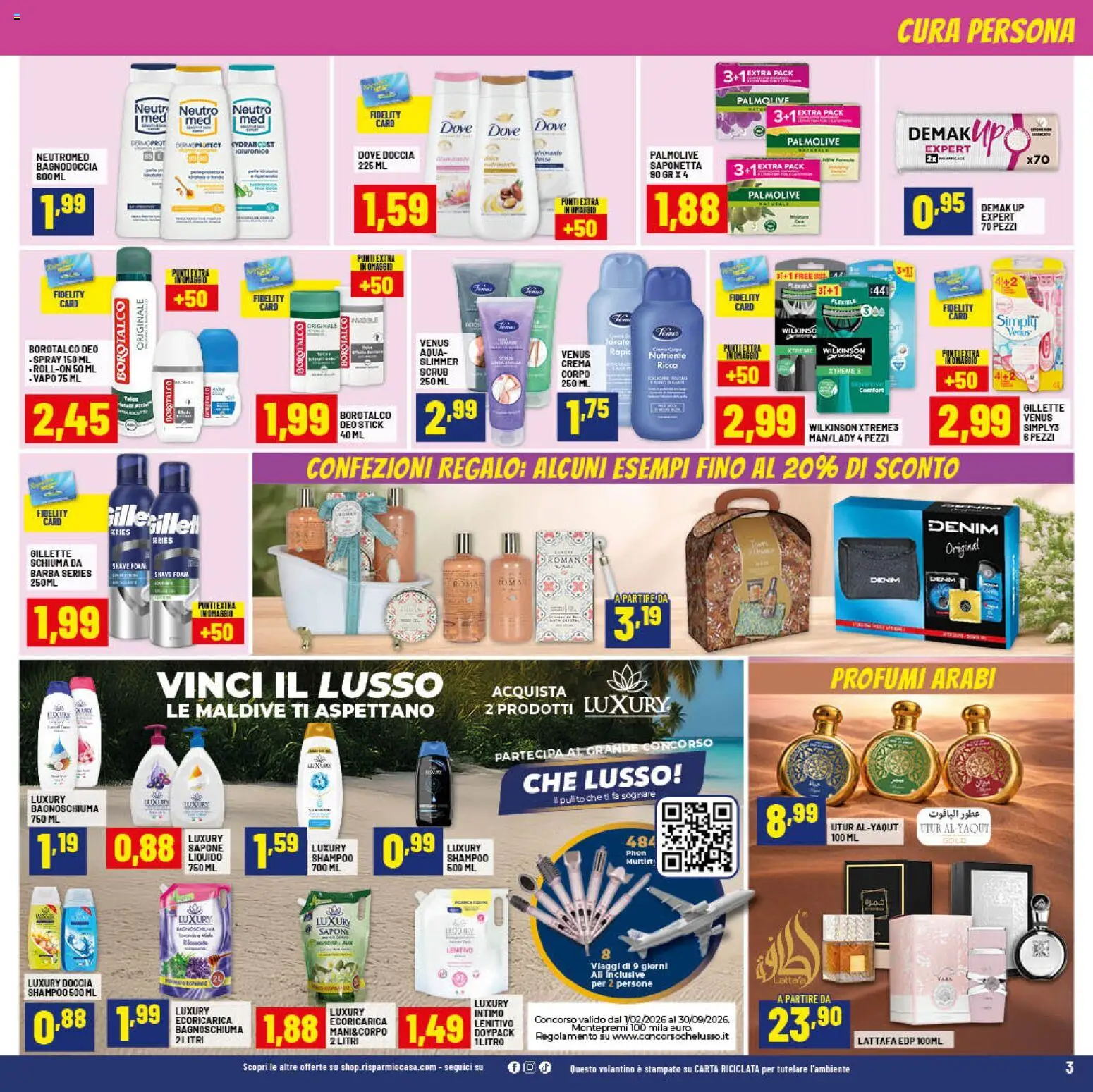 Volantino RisparmioCasa del 23.04.2026 | Pagina: 3 | Prodotti: Schiuma da barba, Scrub, Intimo, Doccia