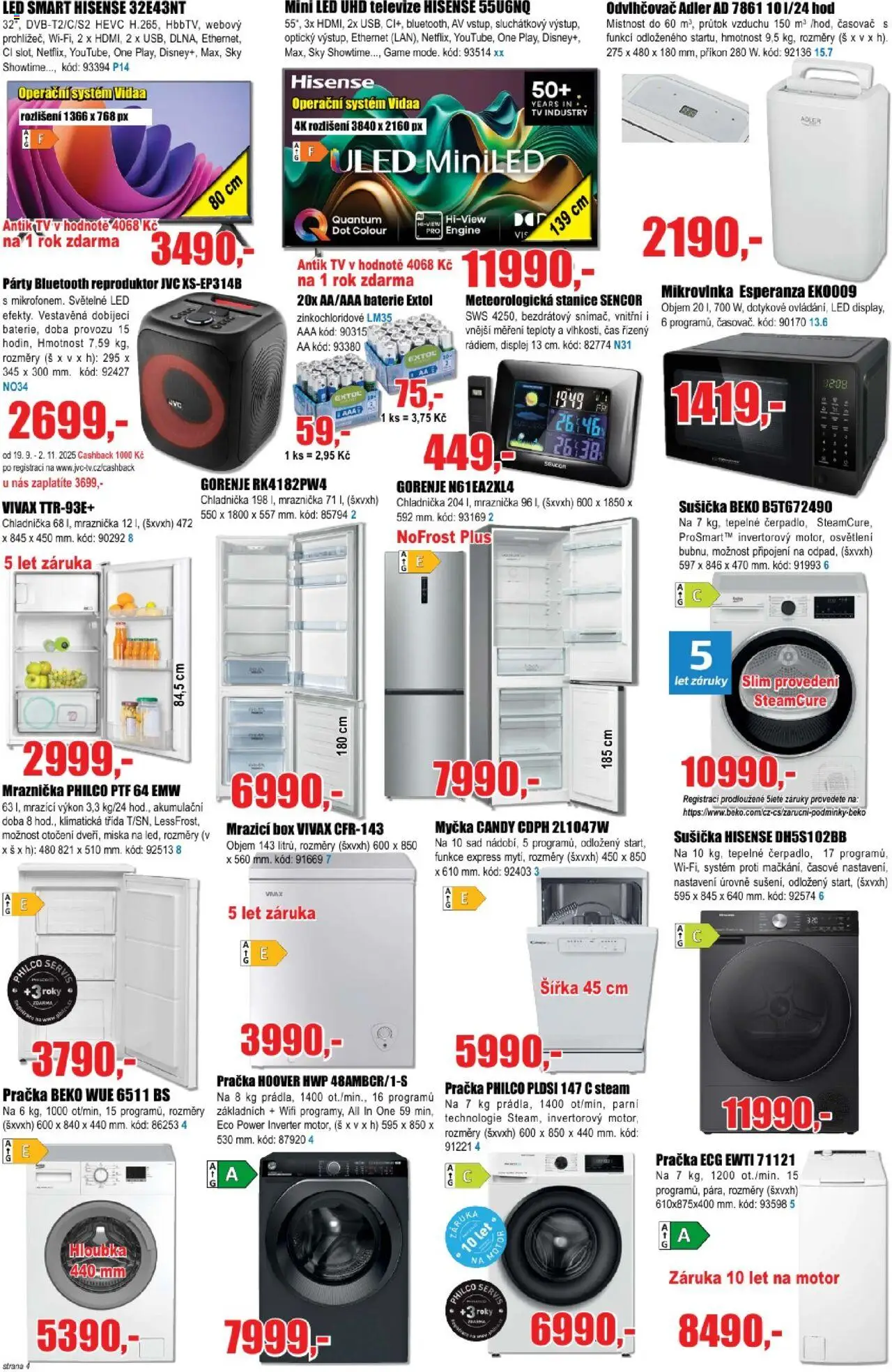 Eva supermarket leták od 24.09.2025 | Strana: 4 | Produkty: Myčka, Odvlhčovač, Reproduktor, Bluetooth reproduktor