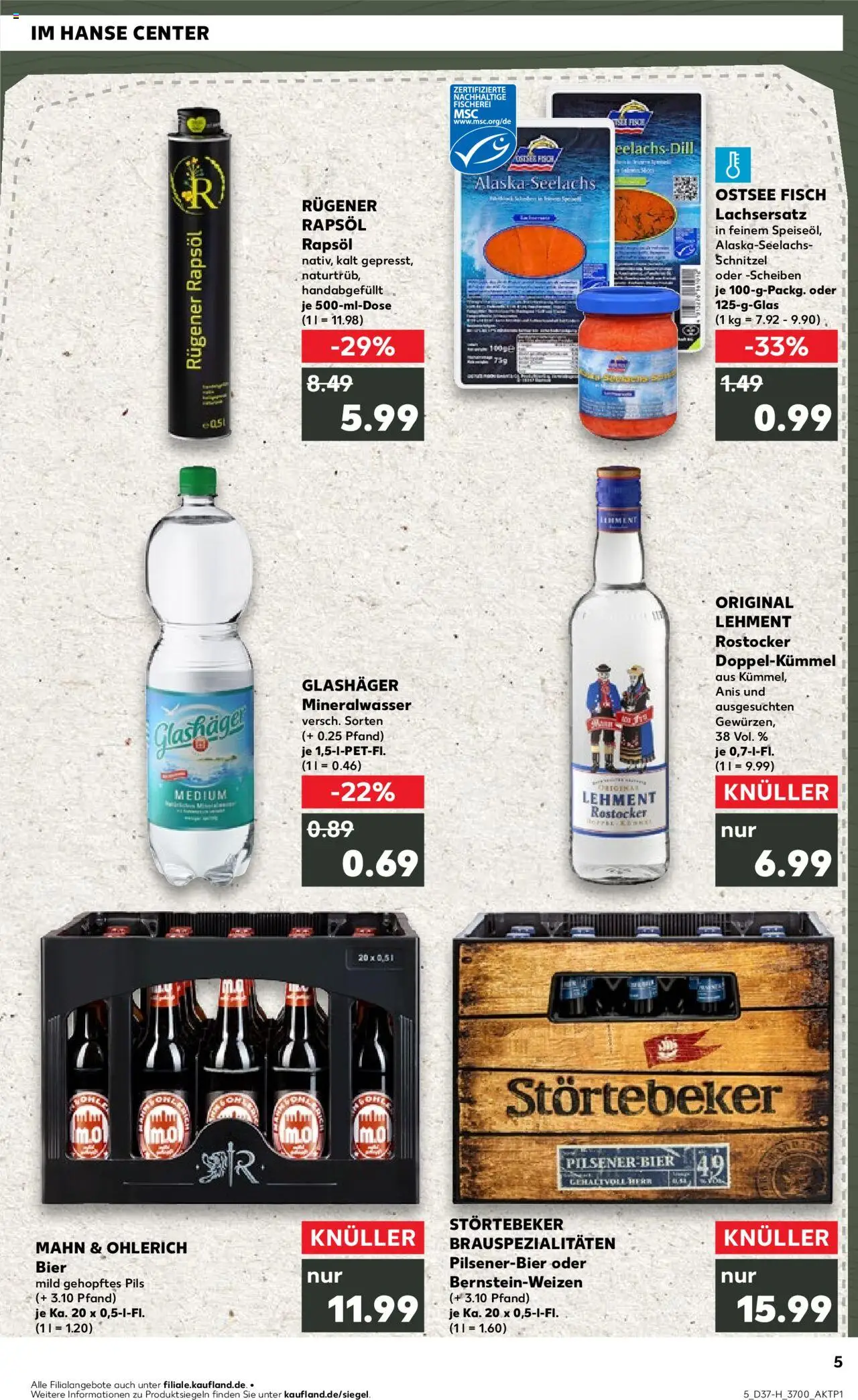 Kaufland prospekt Rostock	 – gültig ab 11.09.2025 | Seite: 5 | Produkte: Bier, Schnitzel, Mineralwasser, Fisch