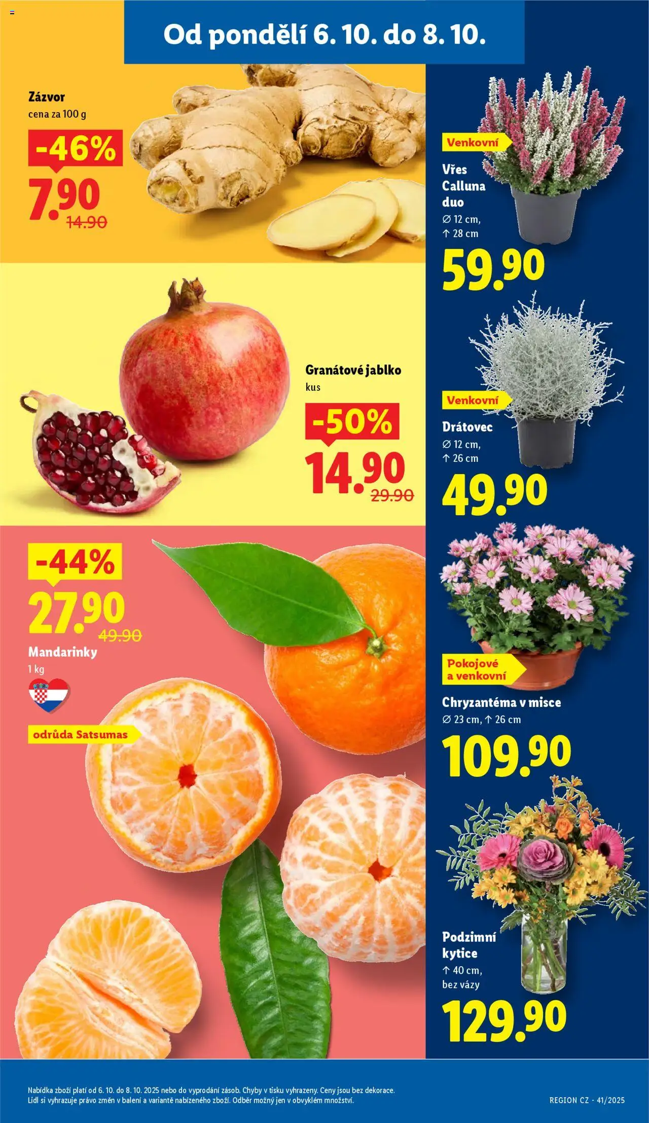 Lidl leták od 06.10.2025 | Strana: 9 | Produkty: Vřes, Granátové jablko, Mandarinky, Vázy
