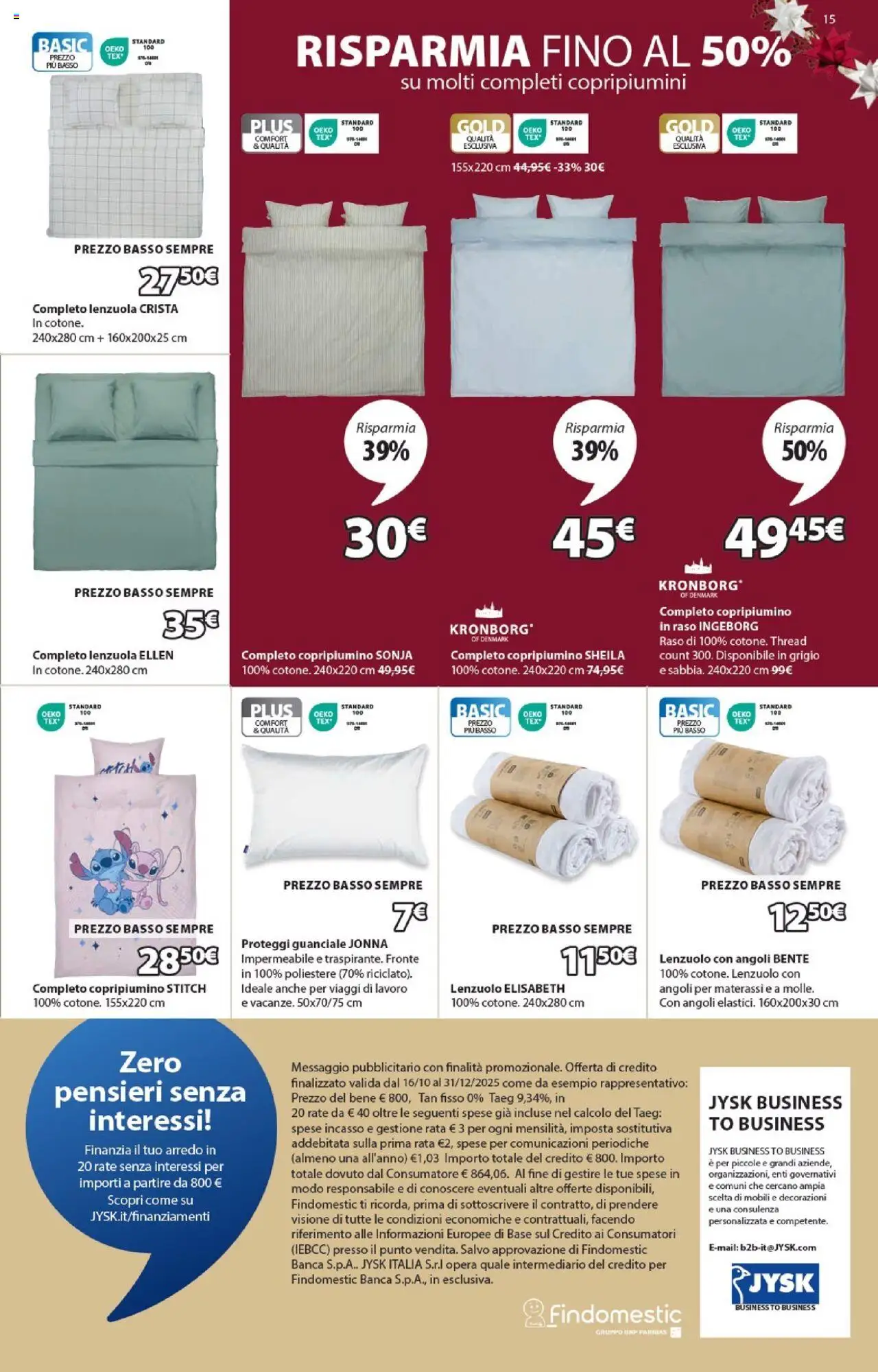 Volantino JYSK del 16.10.2025 | Pagina: 15 | Prodotti: Copripiumino, Lenzuola, Guanciale, Decorazioni