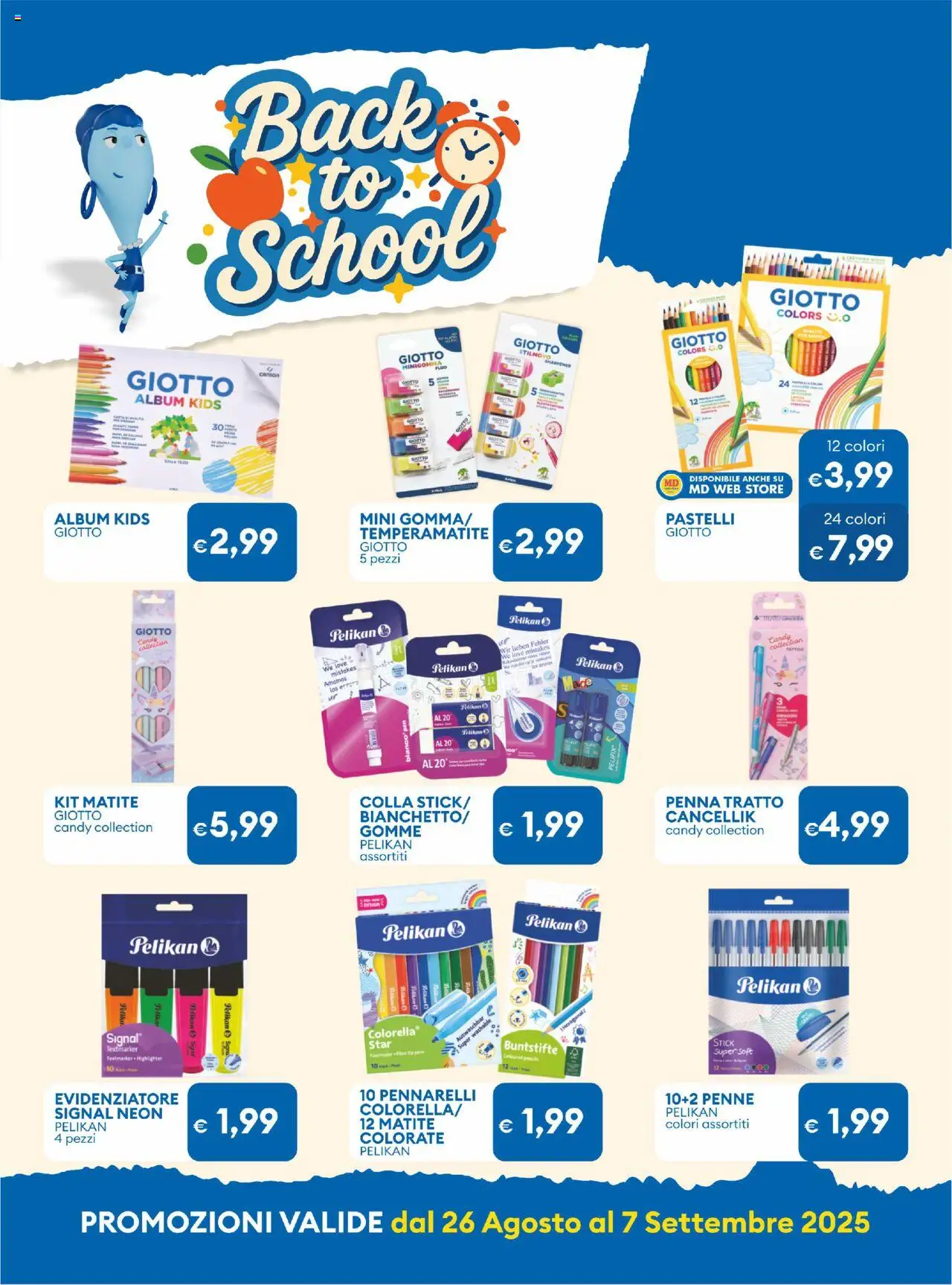 Volantino MD Discount del 26.08.2025 | Pagina: 28 | Prodotti: Temperamatite, Evidenziatore, Pastelli, Penne