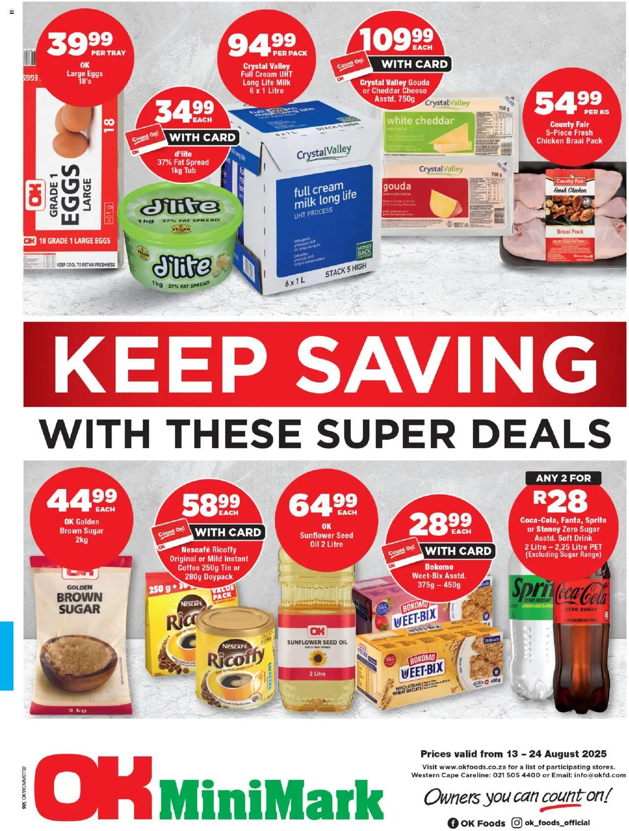 OK Foods Western Cape - OK MiniMark │ valid from 13.08.2025 | Page: 1 | Products: Milk, Cheese, Cream, Lime