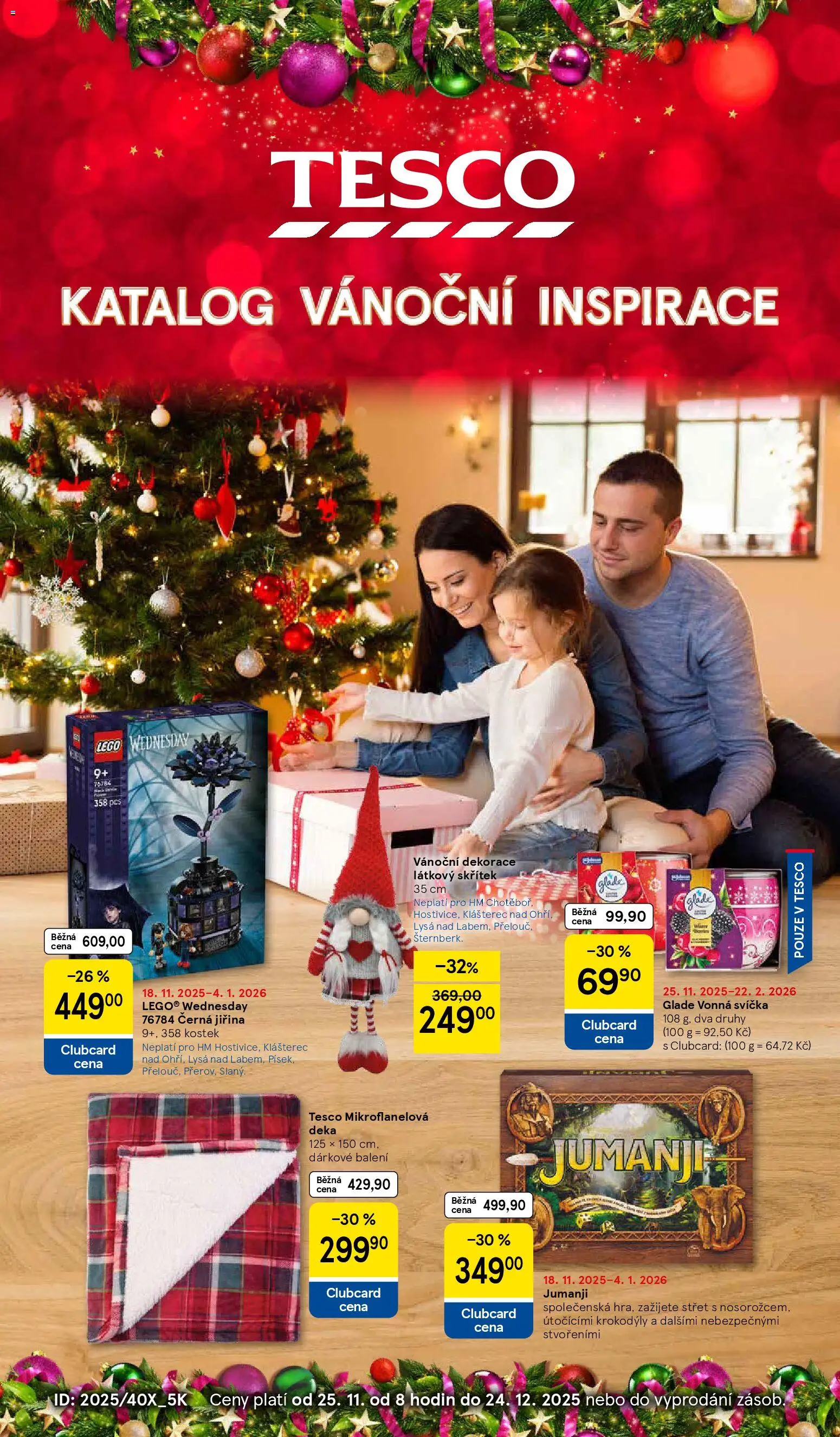 Tesco katalog od 25.11.2025 | Strana: 1 | Produkty: Deka, Svíčka, Vánoční dekorace, Dekorace