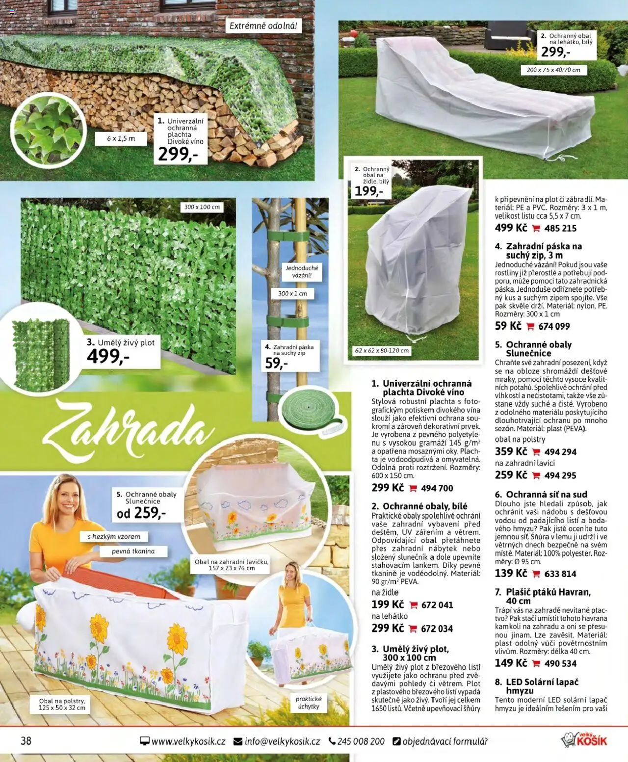 Velký Košík katalog - srpen od 01.08.2025 | Strana: 38 | Produkty: Umělý živý plot, Plašič, Slunečník, LED