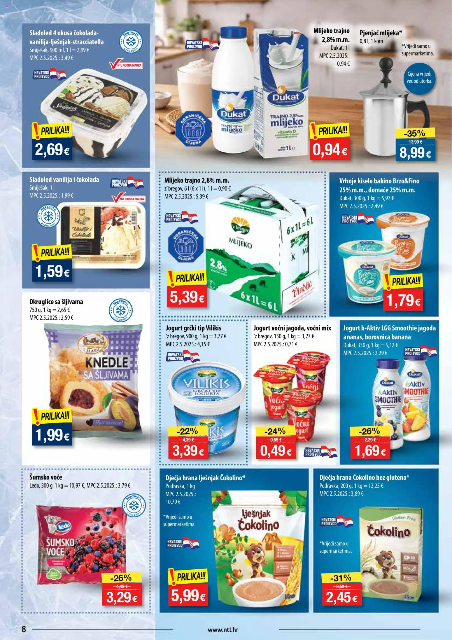 NTL katalog | vrijedi od 28.01.2026 | Stranica: 8 | Proizvodi: Mlijeko, Lješnjak, Borovnica, Čokolino