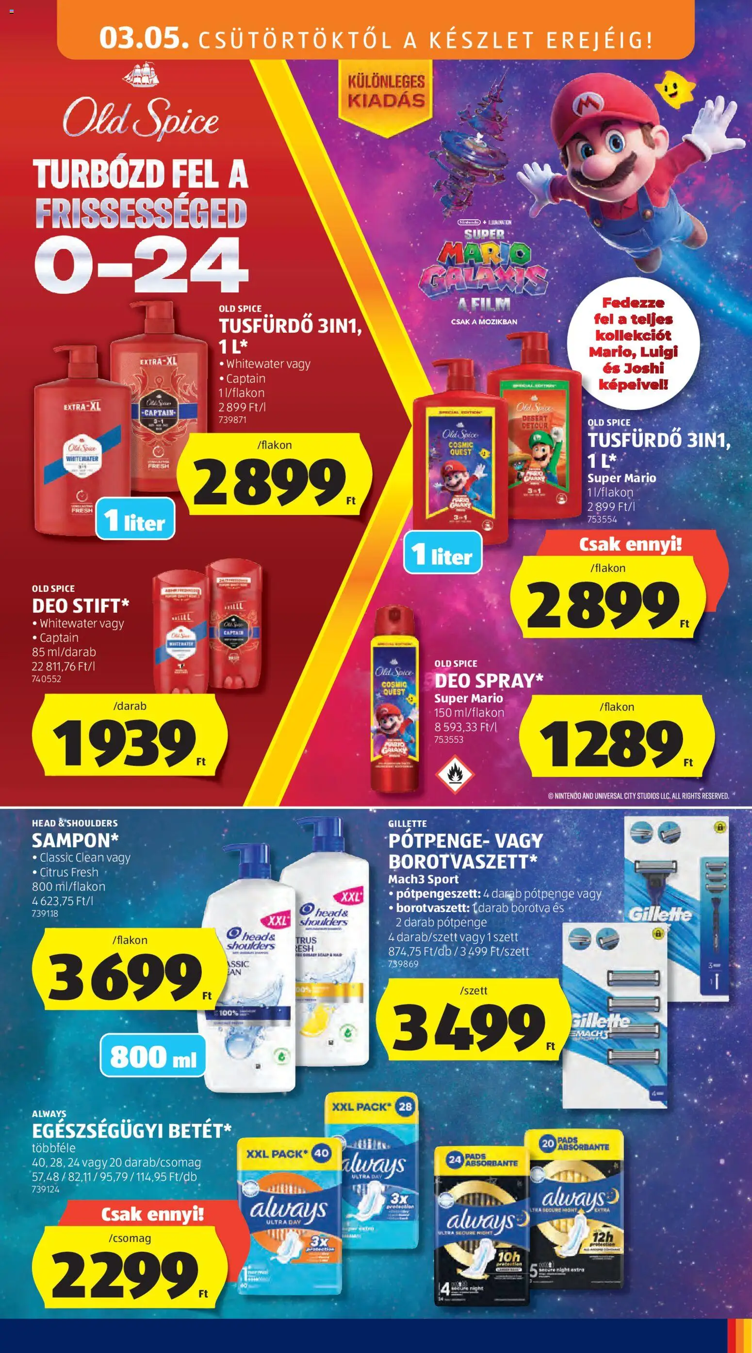 Aldi akciós ujság - amely érvényes a következő dátumtól: 05.03.2026 | Oldal: 57 | Termékek: Old spice, Borotva, Tusfürdő