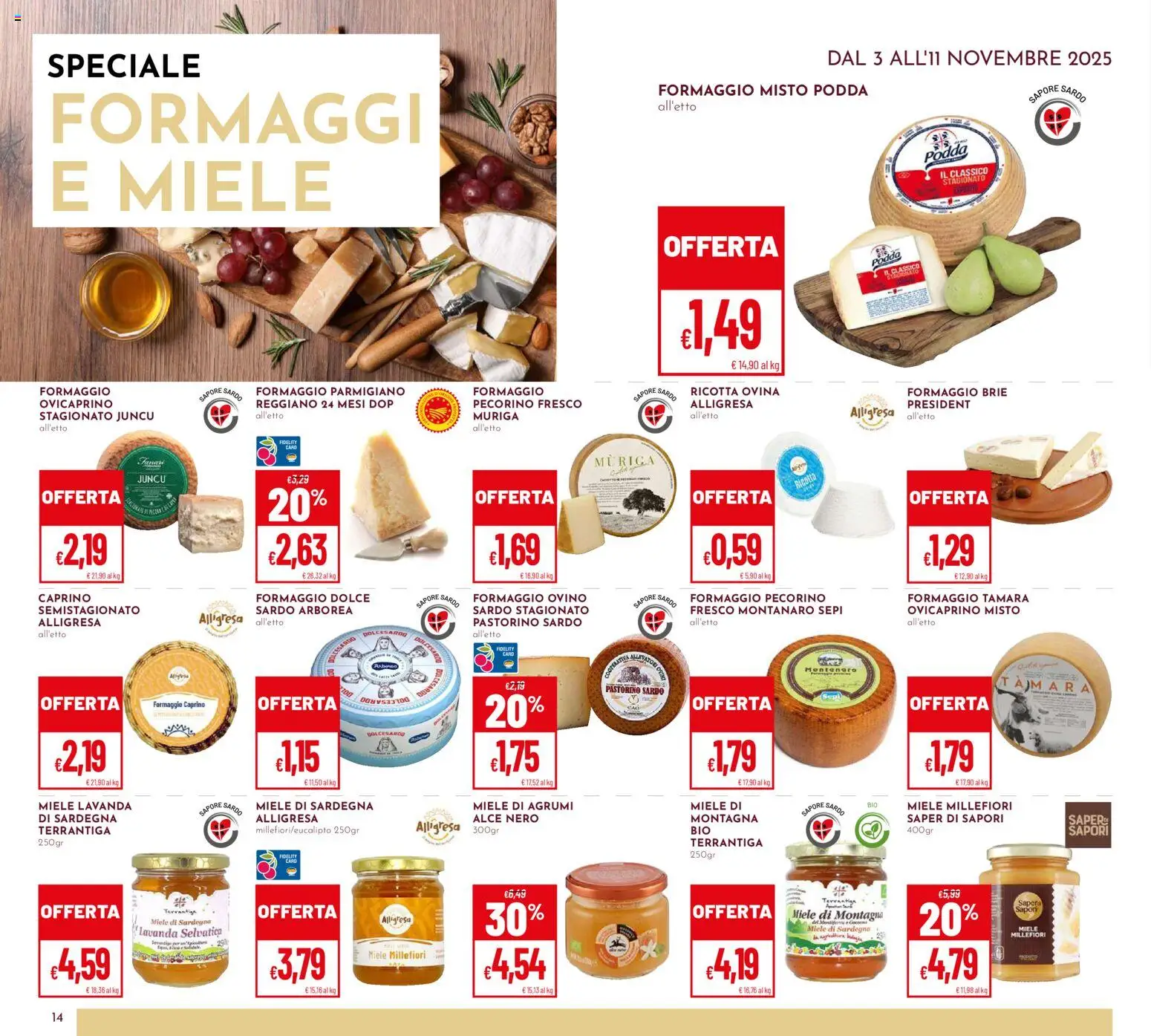 Volantino Pan del 03.11.2025 | Pagina: 14 | Prodotti: Ricotta, Lavanda, Miele, Parmigiano