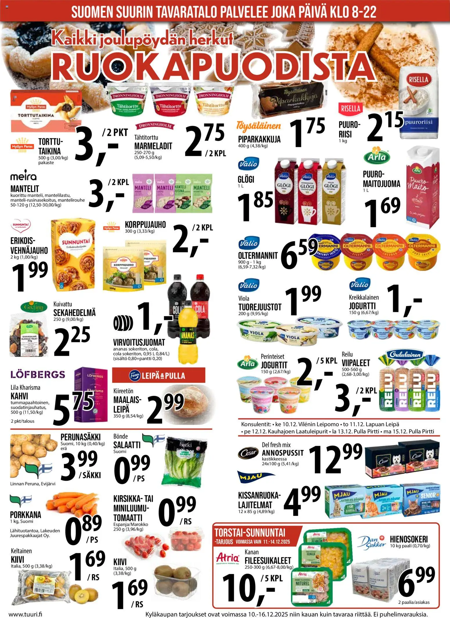 Tuuri tarjoukset – voimassa 10.12.2025 alkaen | Sivu: 13 | Tuotteet: Leipomo, Kissanruoka, Ananas, Pulla
