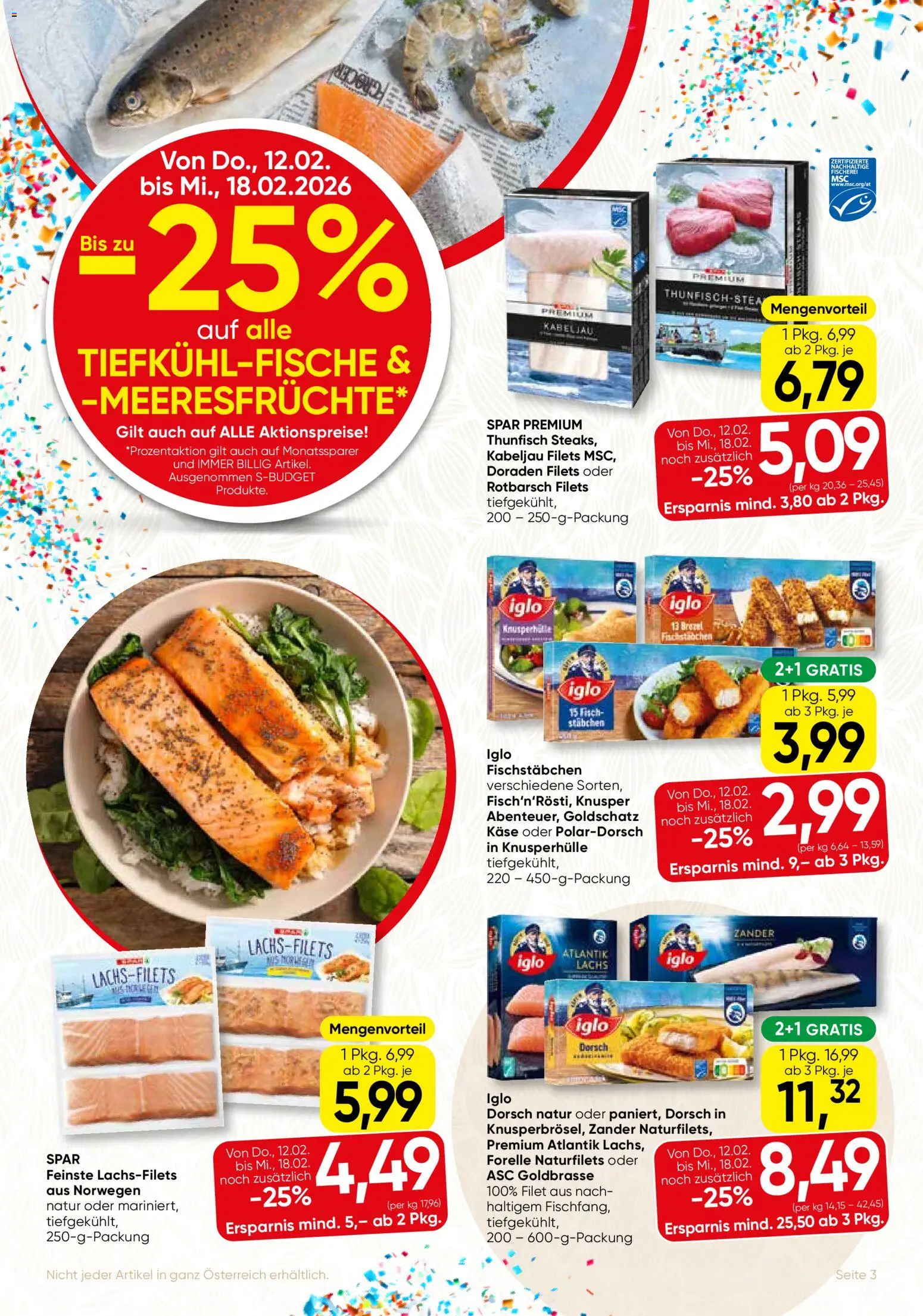 SPAR Gourmet Flugblatt - Niederösterreich gültig ab 12.02.2026 | Seite: 3 | Produkte: Käse, Fisch