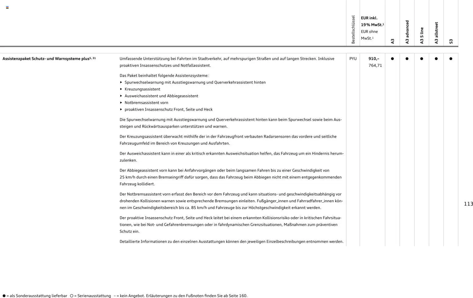 Audi A3 – gültig ab 28.10.2025 | Seite: 113