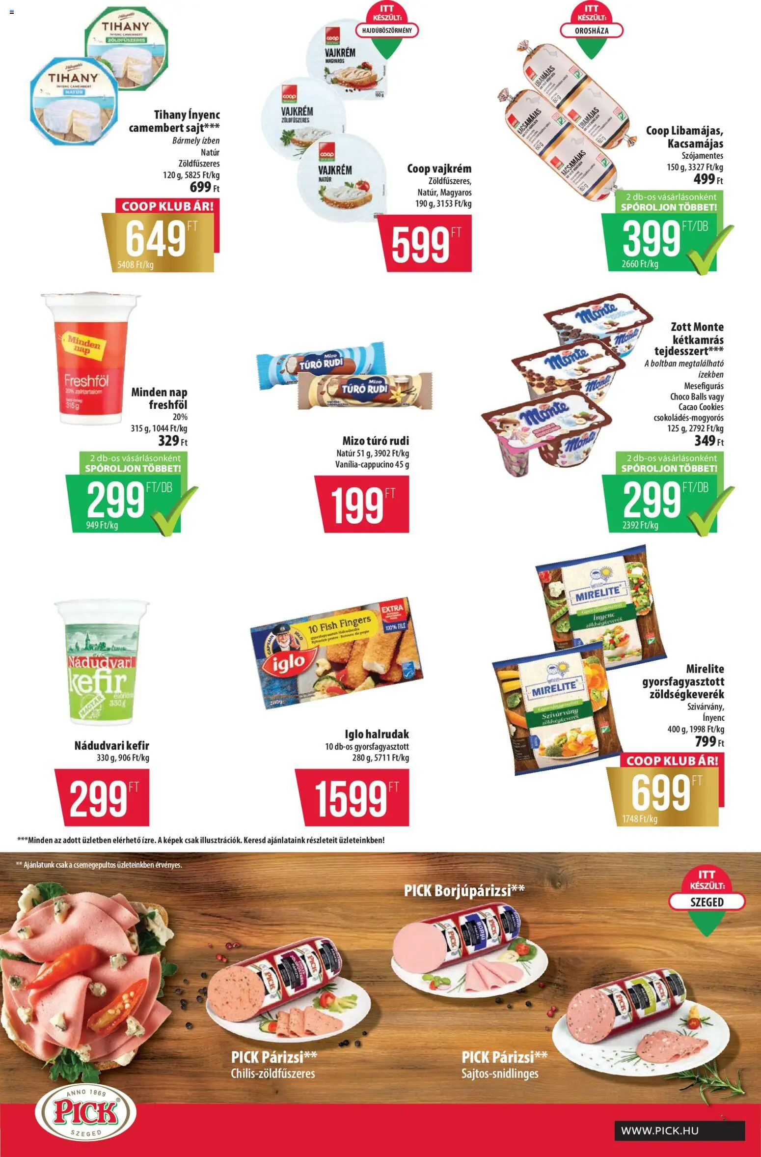 COOP akciós ujság - amely érvényes a következő dátumtól: 02.04.2026 | Oldal: 4 | Termékek: Pick, Tihany, Vajkrém, Párizsi