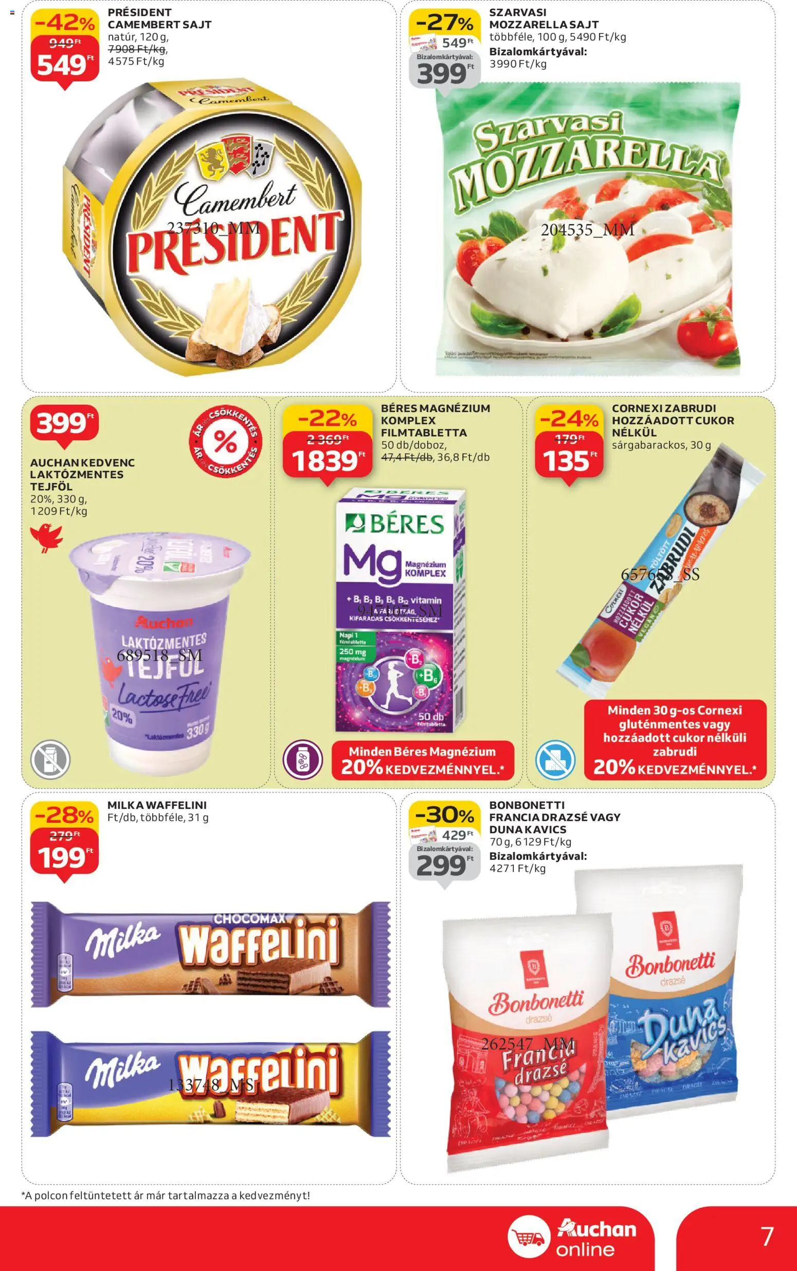 Auchan akciós ujság - amely érvényes a következő dátumtól: 08.01.2026 | Oldal: 7 | Termékek: Drazsé, Sajt, Tejföl, Cukor