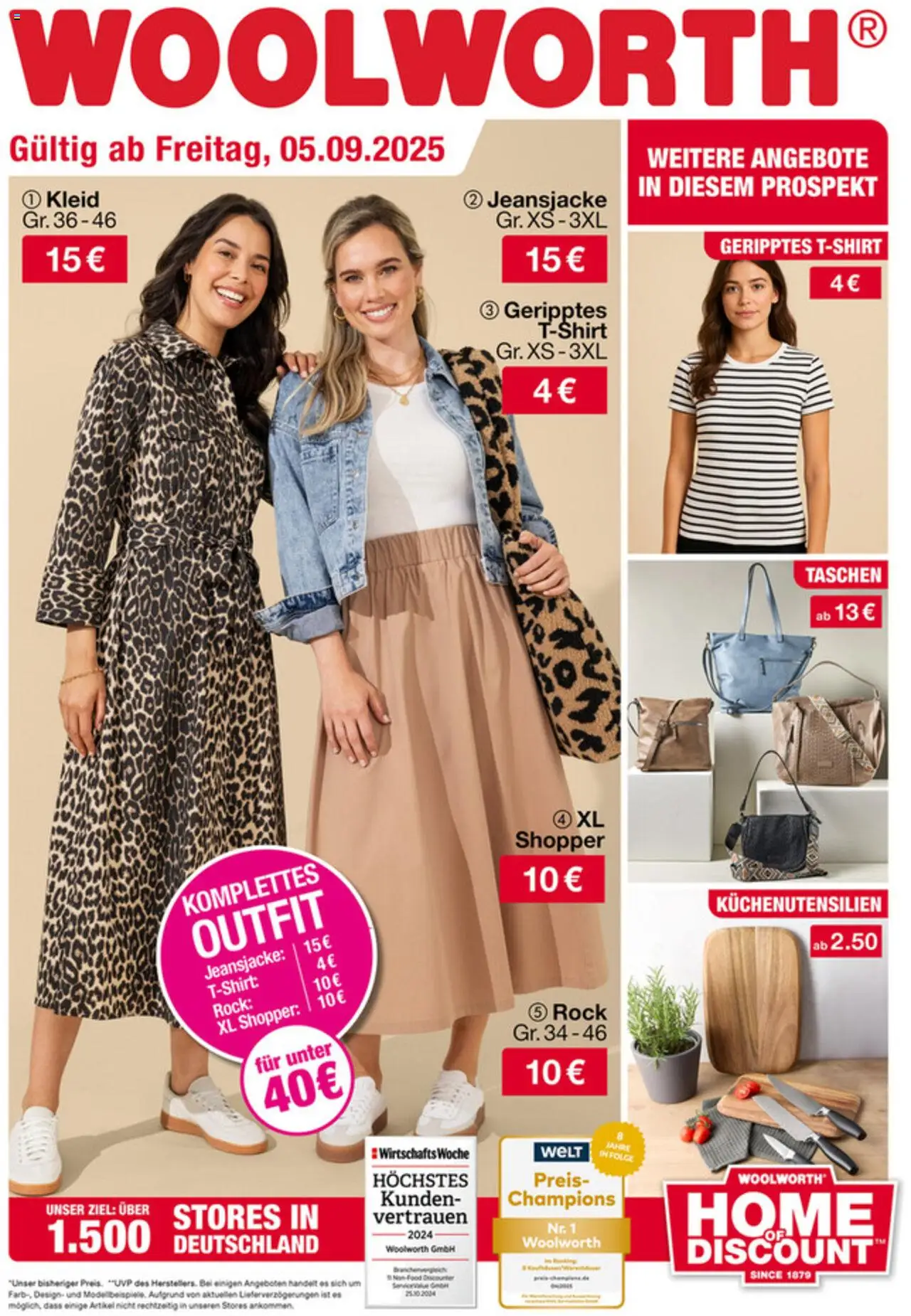 Woolworth Prospekt 	 – gültig ab 05.09.2025 | Seite: 1 | Produkte: Jeansjacke, Rock, Kleid