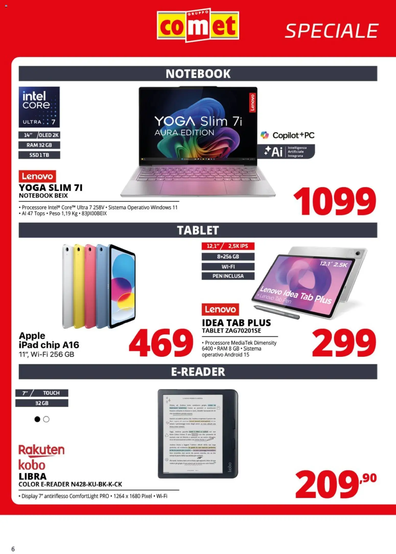 Volantino Comet del 10.03.2026 | Pagina: 6 | Prodotti: Notebook, Tablet, Ipad