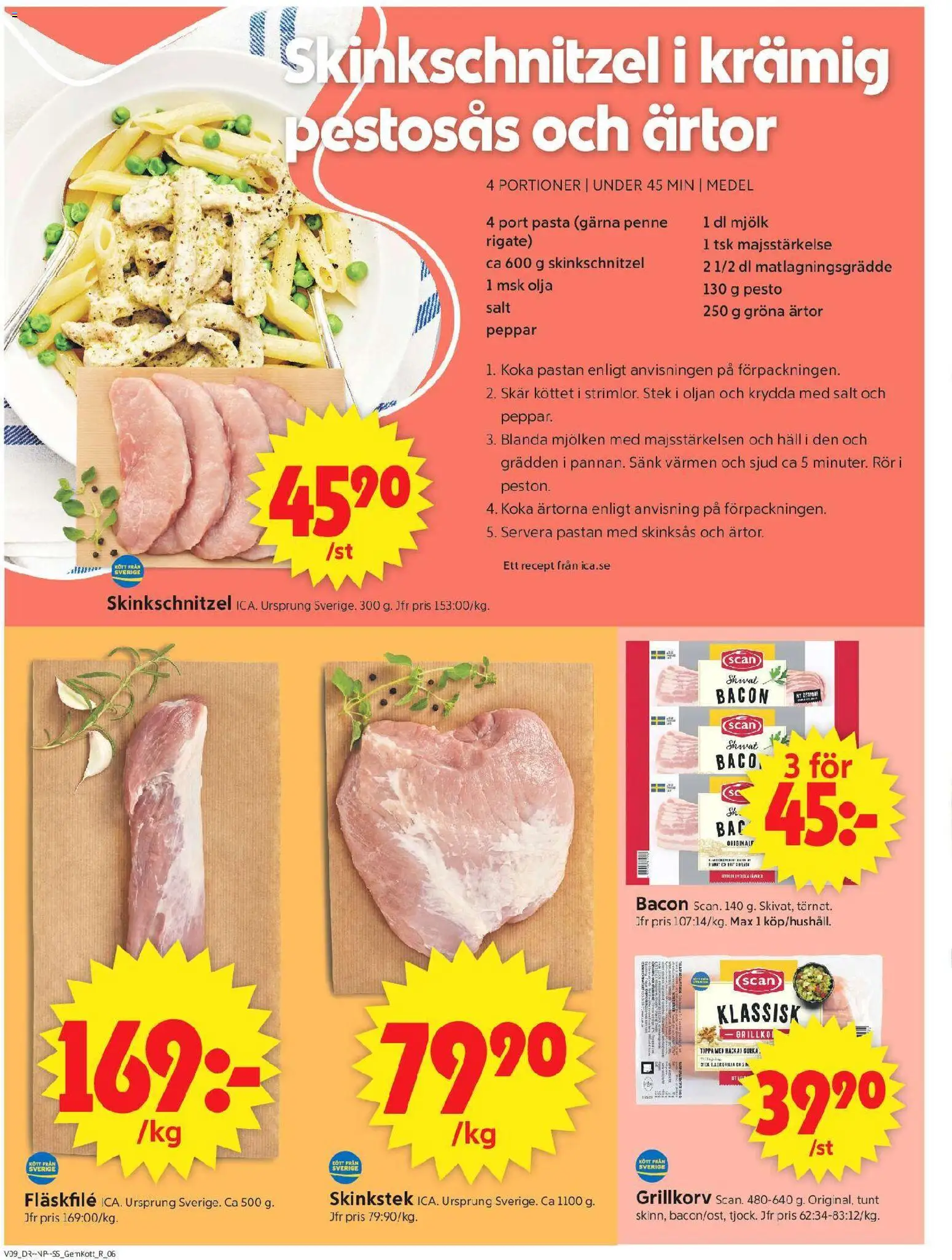 ICA Supermarket reklamblad aktuell från 23.02.2026 | Sida: 8 | Produkter: Mjölk, Pasta, Häll, Matlagningsgrädde