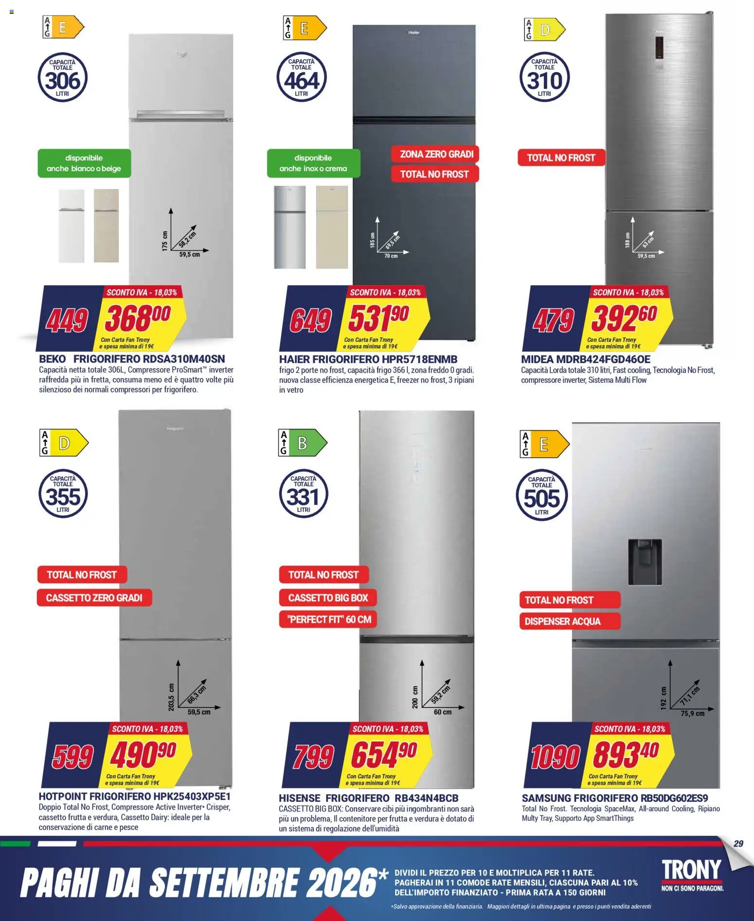 Volantino Trony del 02.04.2026 | Pagina: 29 | Prodotti: Crema, Frutta, Freezer, Fan