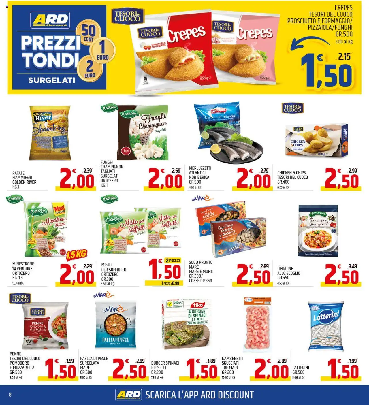 Volantino ARD Discount del 02.10.2025 | Pagina: 8 | Prodotti: Pesce, Funghi, Spinaci, Paella