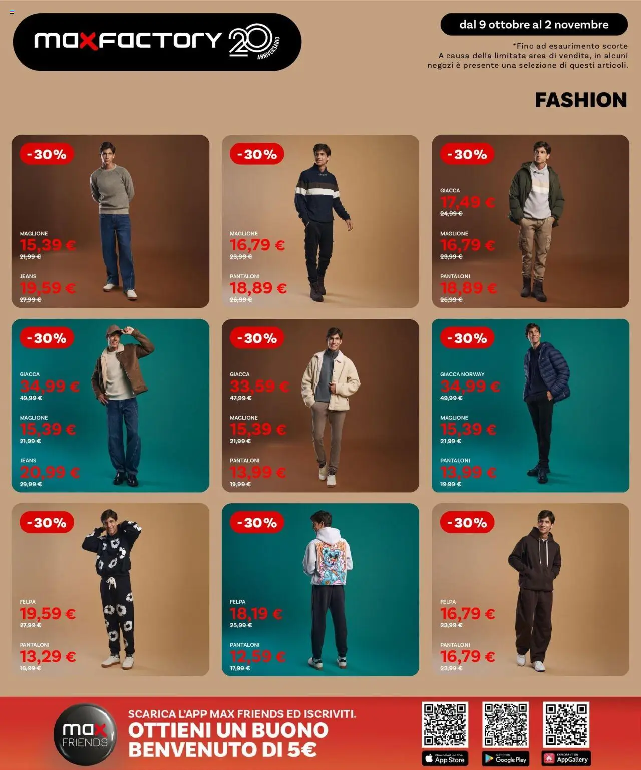 Volantino Max Factory del 09.10.2025 | Pagina: 8 | Prodotti: Giacca, Pantaloni, Maglione, Jeans