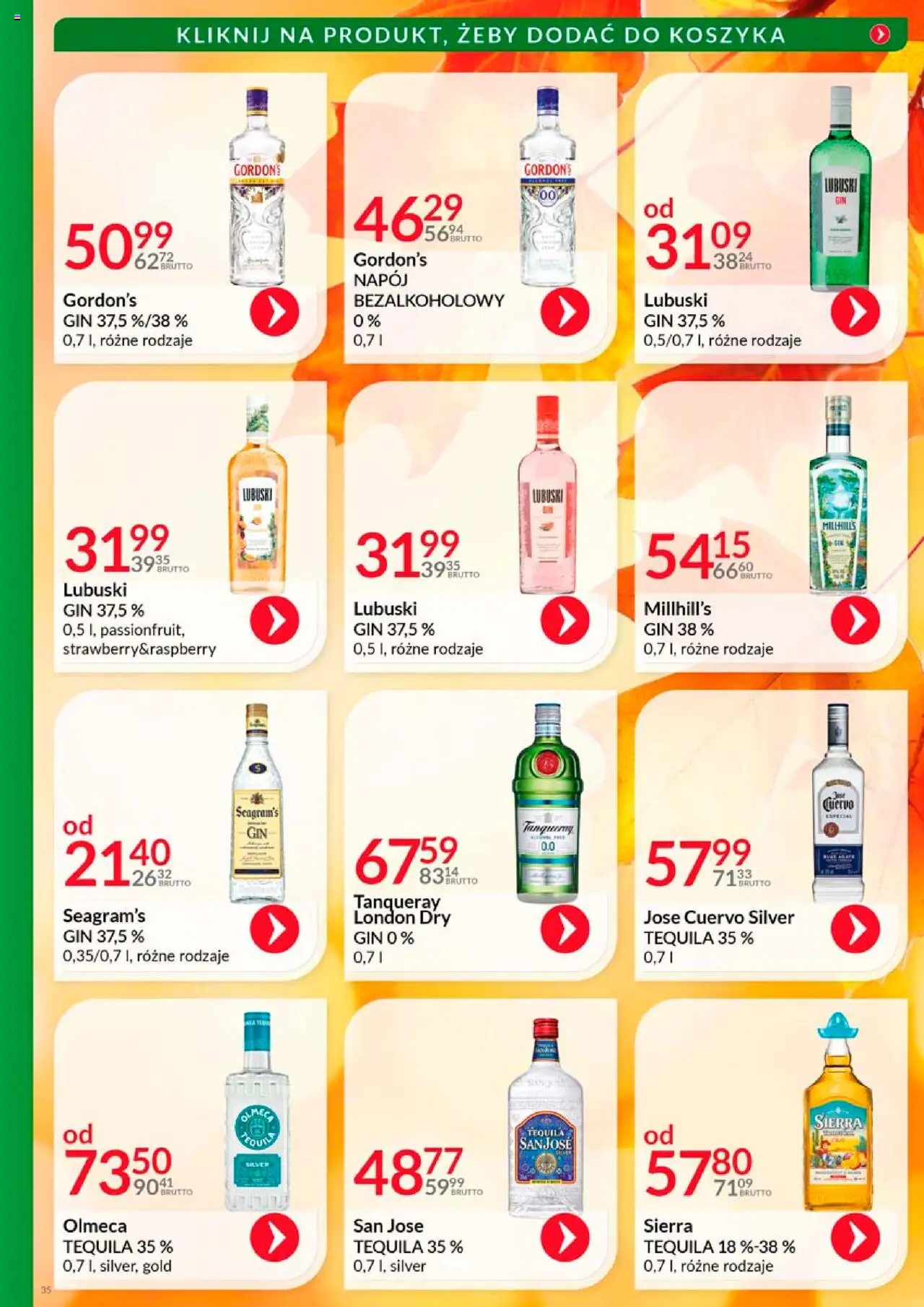 Eurocash Gazetka - Katalog Alkoholowy od 01.10.2025 | Strona: 35 | Produkty: Tequila, Gin