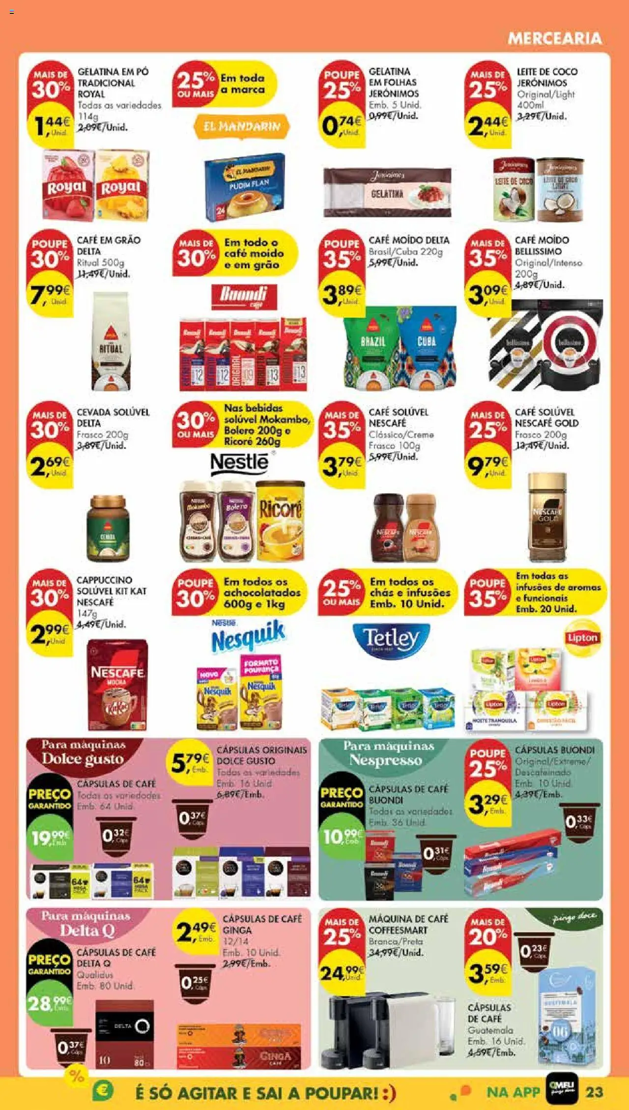 Pingo Doce Poupe Esta Semana Madeira │ válido de 12.08.2025 | Página: 23 | Produtos: Máquina de café, Gelatina, Nestlé, Dolce gusto