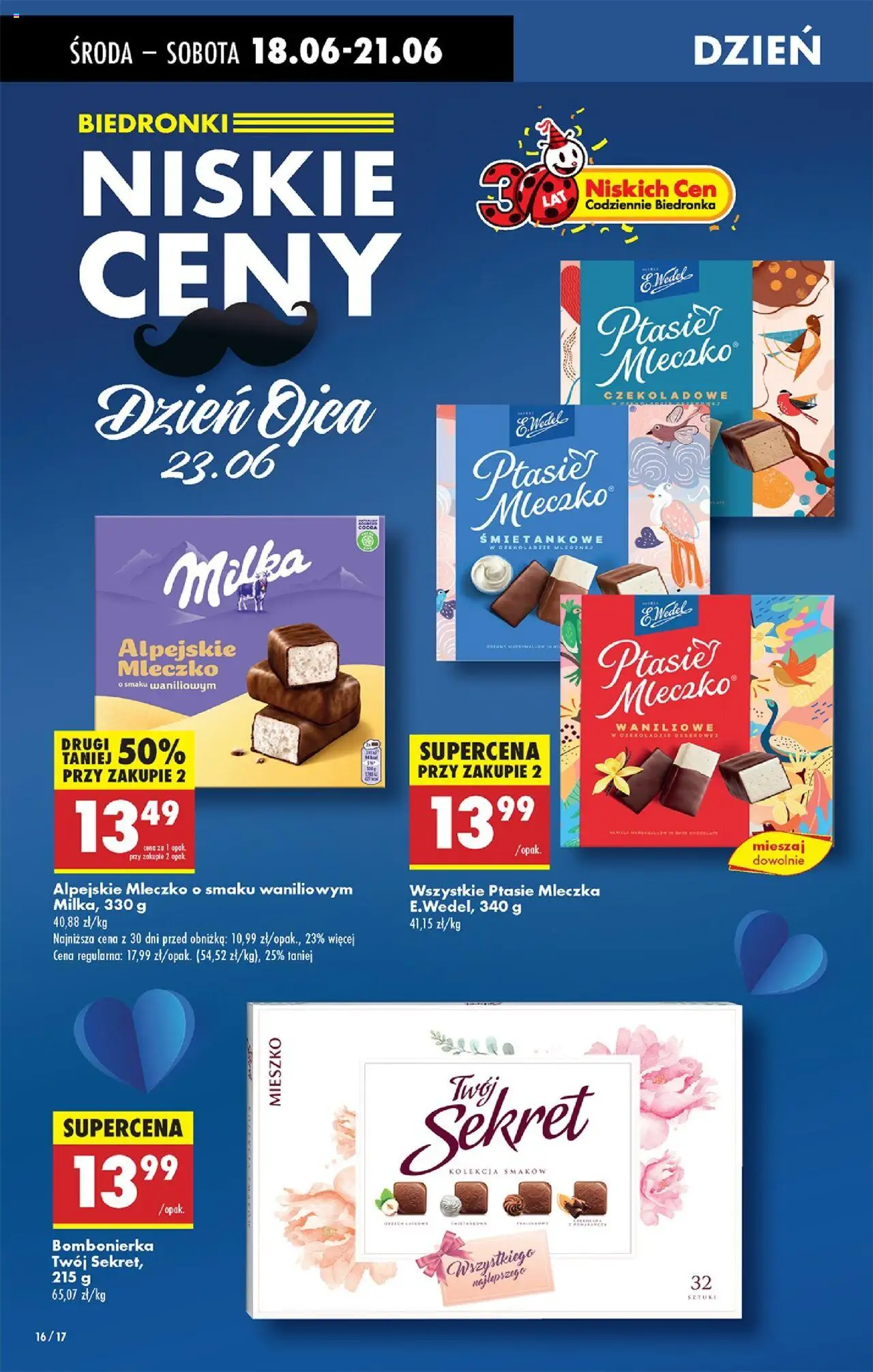 Biedronka gazetka - Oferta W tym tygodniu od 18.06.2025 | Strona: 18 | Produkty: Bombonierka, Milka, Ptasie mleczko