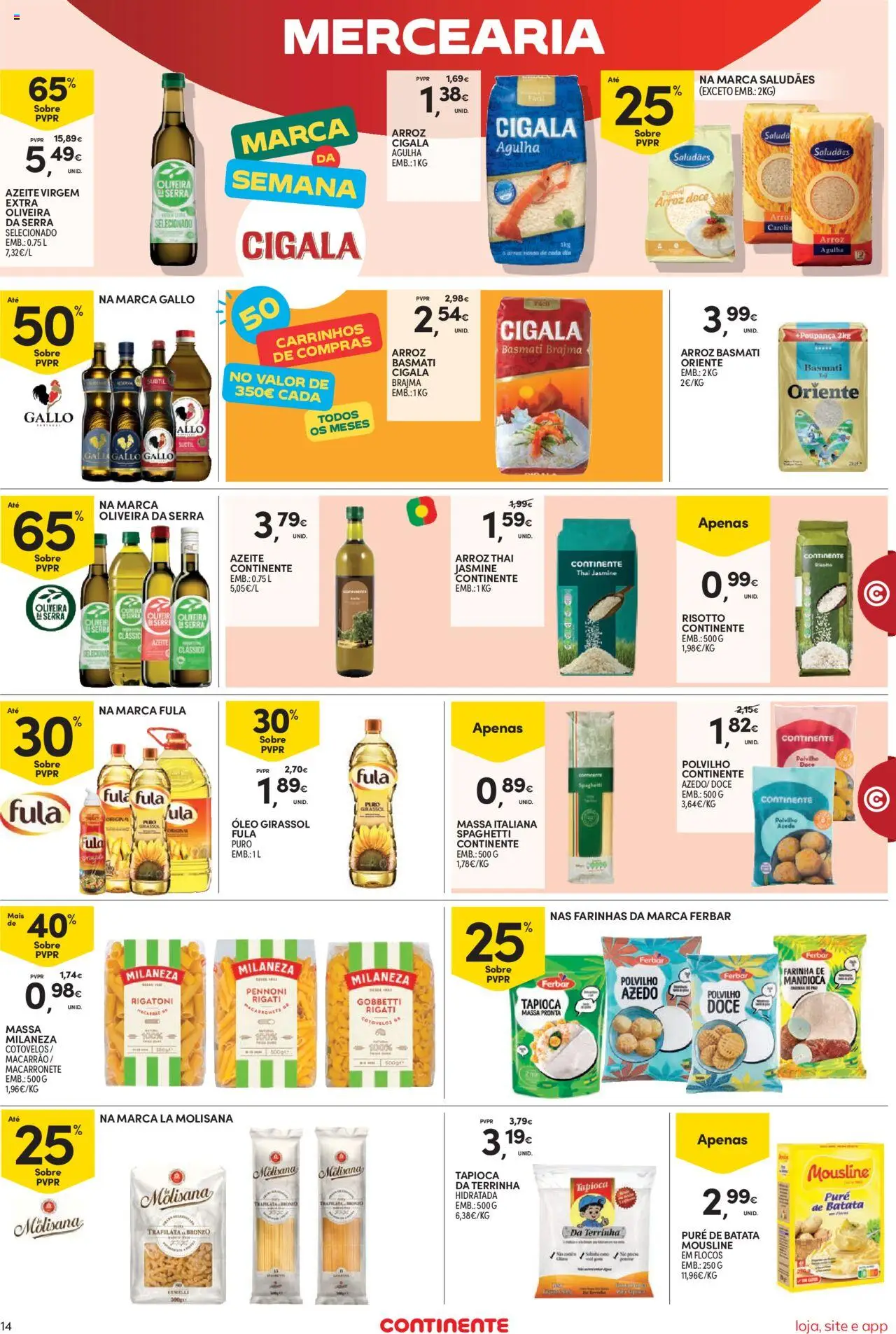Continente Semanal Continente Bom Dia │ válido de 30.09.2025 | Página: 14 | Produtos: Batata, Óleo, Arroz, Massa milaneza