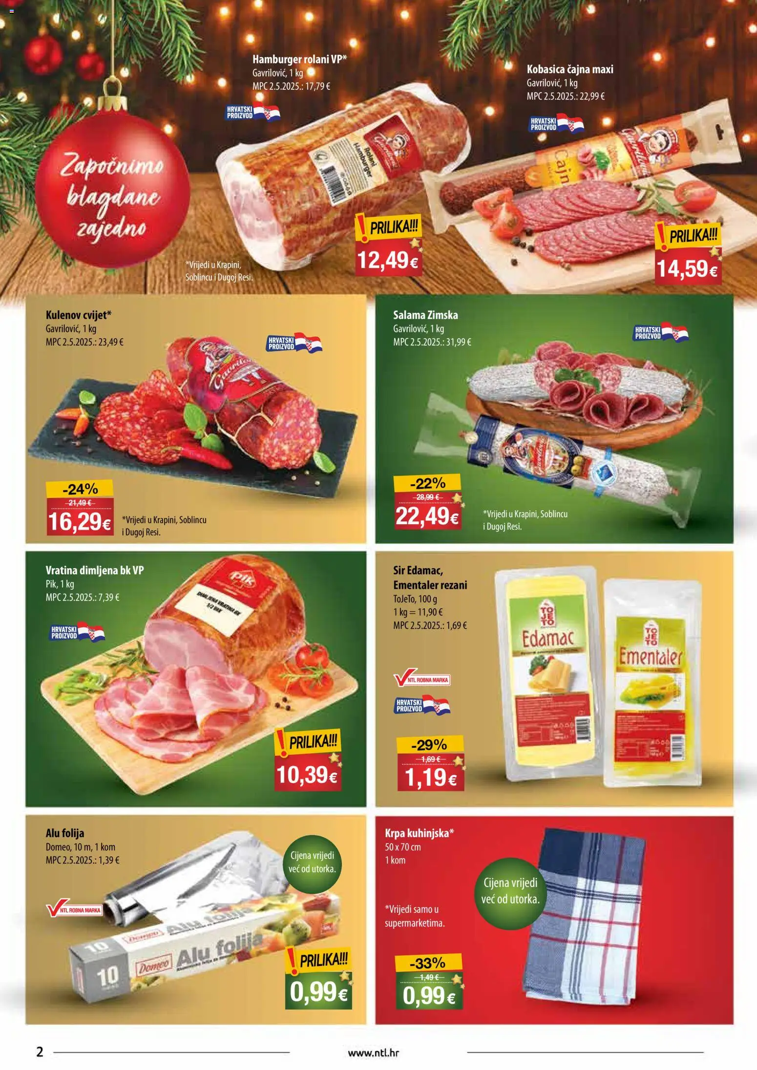 NTL katalog | vrijedi od 03.12.2025 | Stranica: 2 | Proizvodi: Sir, Salama, Kobasica, Hamburger