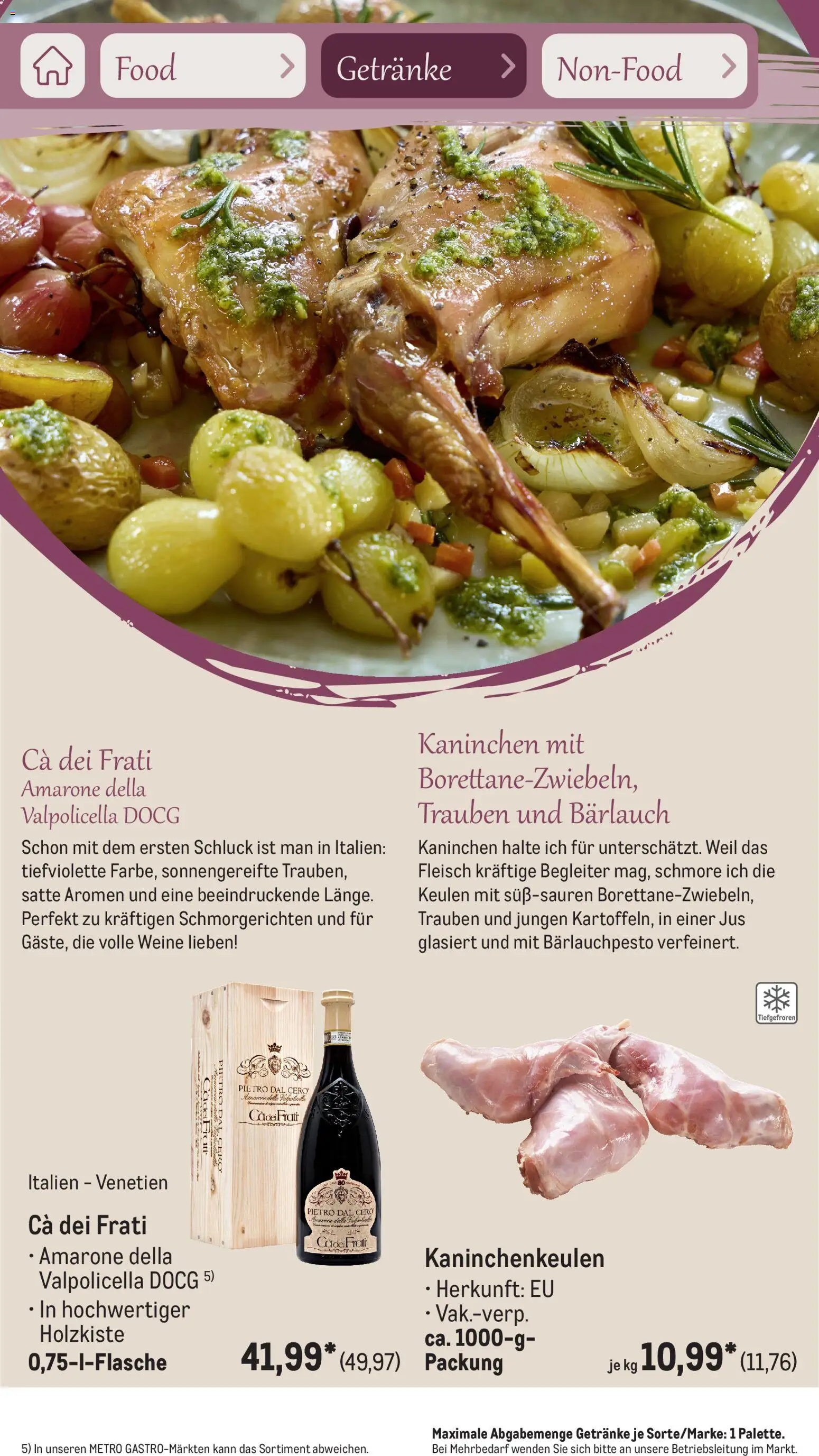 Metro Saisonkatalog Frühlingsgenuss – gültig ab 01.03.2026 | Seite: 42 | Produkte: Trauben, Kaninchen, Fleisch