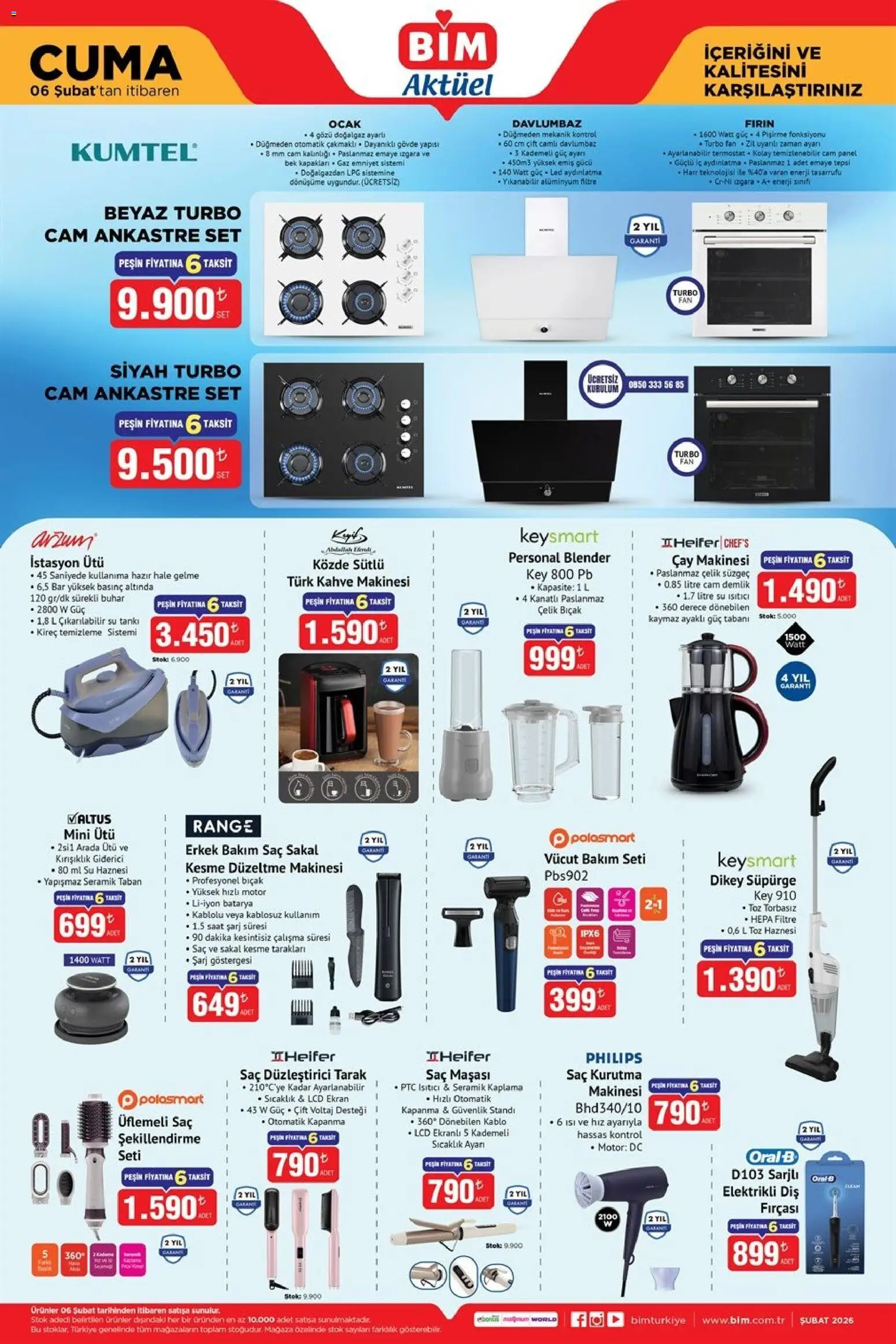 BİM Katalog Cuma - 06.02.2026 tarihinden itibaren geçerlidir | Sayfa: 1 | Ürünler: Saç düzleştirici, Kahve, Demlik, Fan