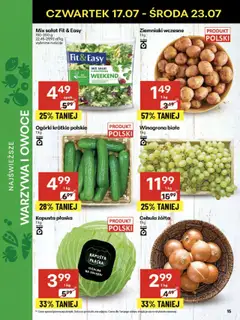 Delikatesy Centrum Gazetka od 17.07.2025 | Strona: 15 | Produkty: Mix sałat, Ziemniaki, Warzywa, Owoce