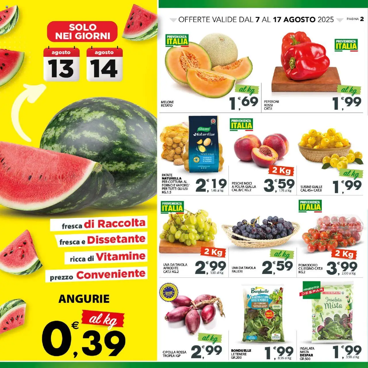 Volantino Interspar del 07.08.2025 | Pagina: 2 | Prodotti: Insalata, Noci, Uva, Forno