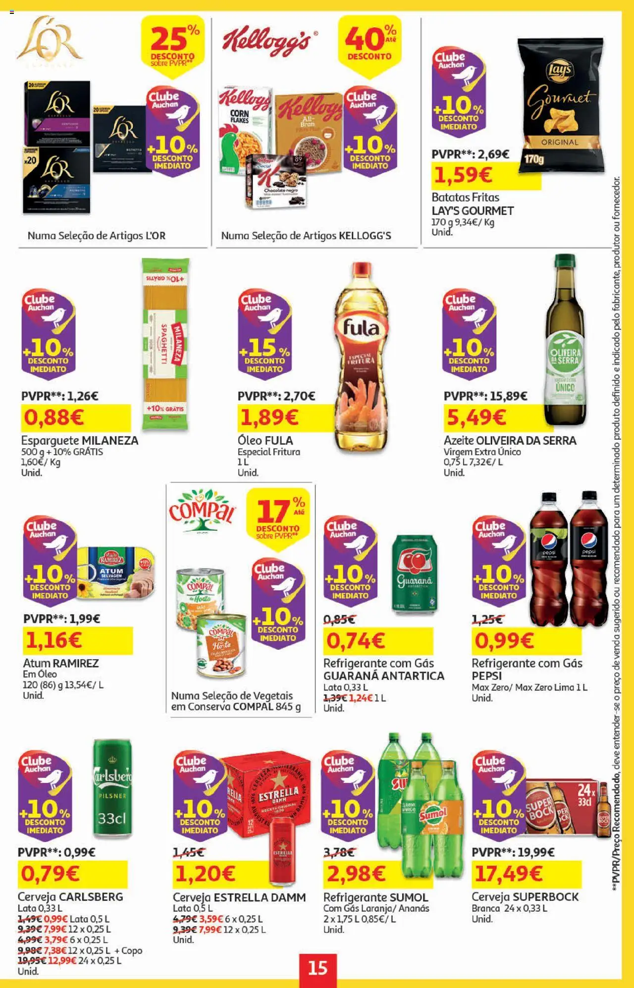 Auchan - Regresso às Aulas │ válido de 06.08.2025 | Página: 15 | Produtos: Esparguete, Super bock, Óleo, Chocolate