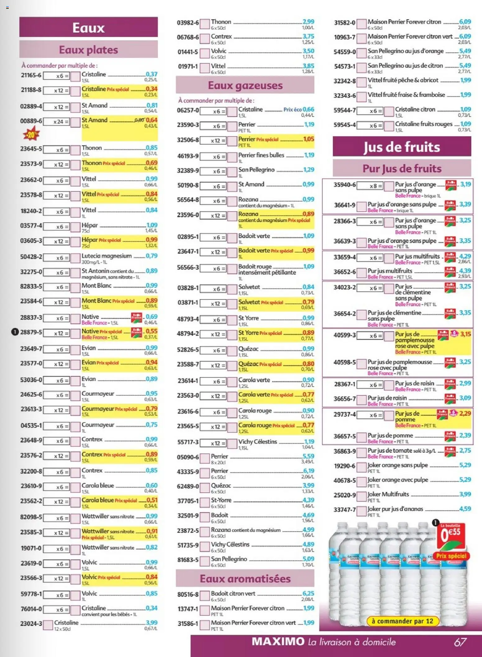 {H1} | Page: 67 | Produits: Orange, Pamplemousse, Pêche, Vittel