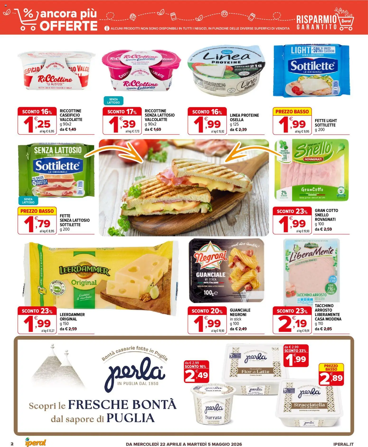 Volantino Iperal del 22.04.2026 | Pagina: 2 | Prodotti: Arrosto, Panna, Latte, Burrata