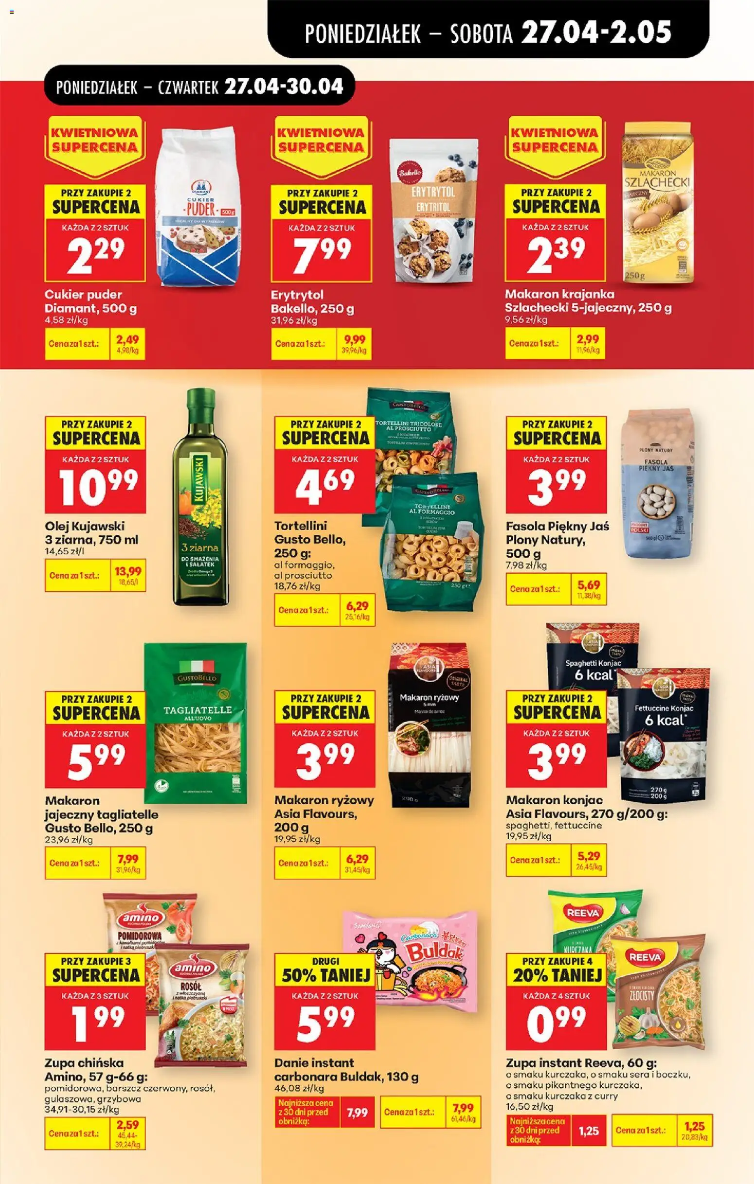 Biedronka gazetka od poniedziałku od 27.04.2026 | Strona: 53 | Produkty: Cukier puder, Zupa, Tagliatelle, Cukier