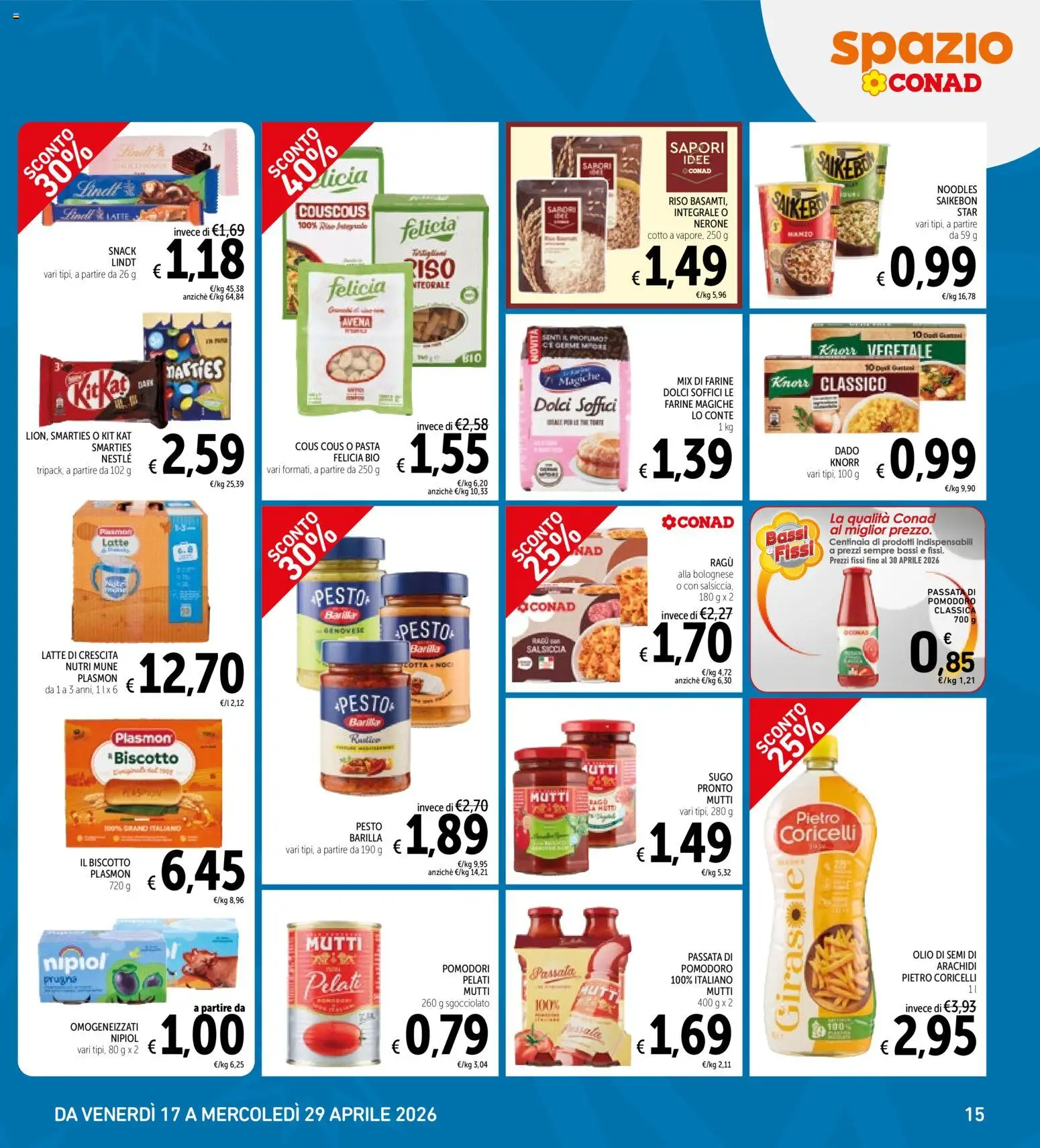 Volantino Spazio Conad del 17.04.2026 | Pagina: 15 | Prodotti: Riso, Pomodoro, Cous cous, Mutti