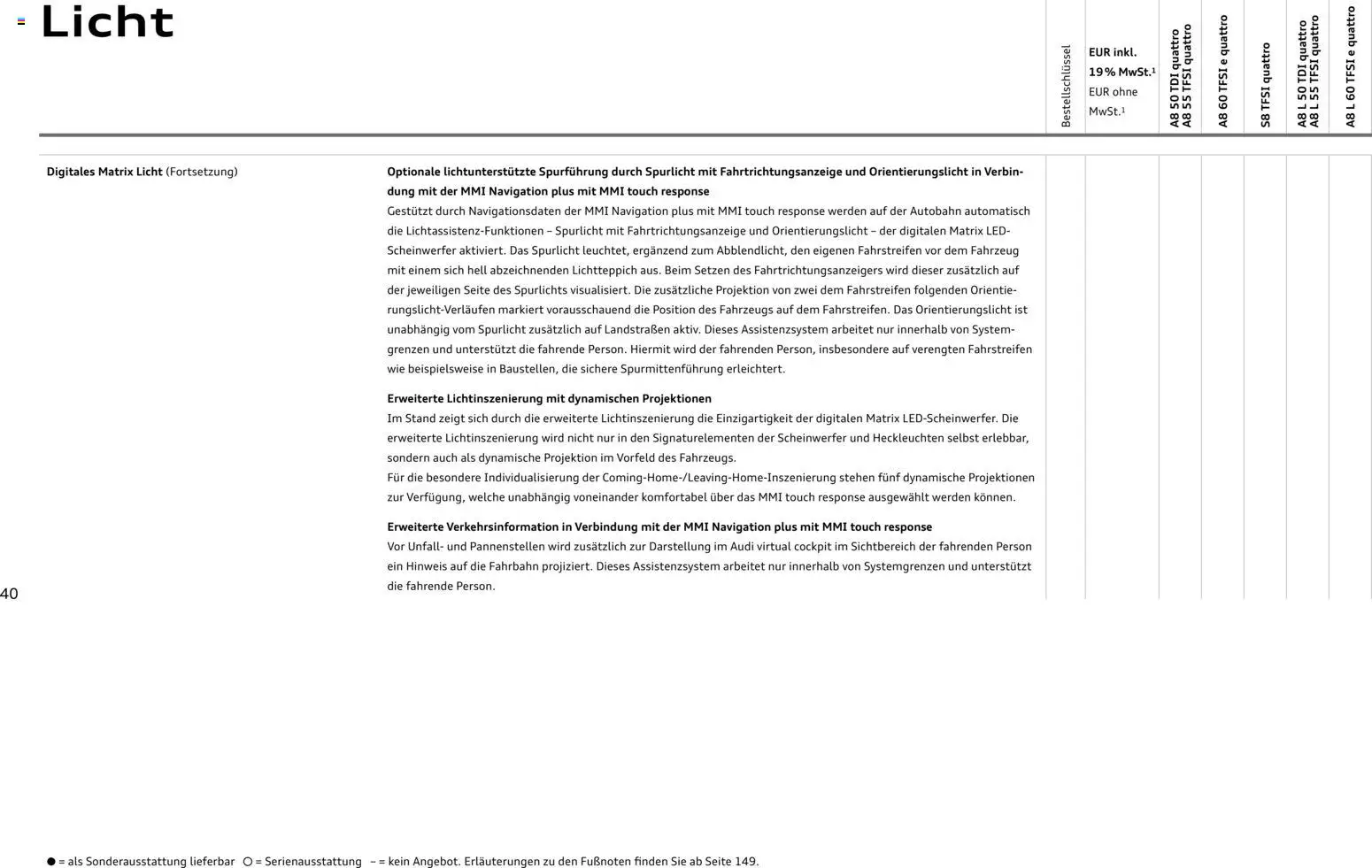 Audi A8 – gültig ab 28.10.2025 | Seite: 40 | Produkte: Navigation