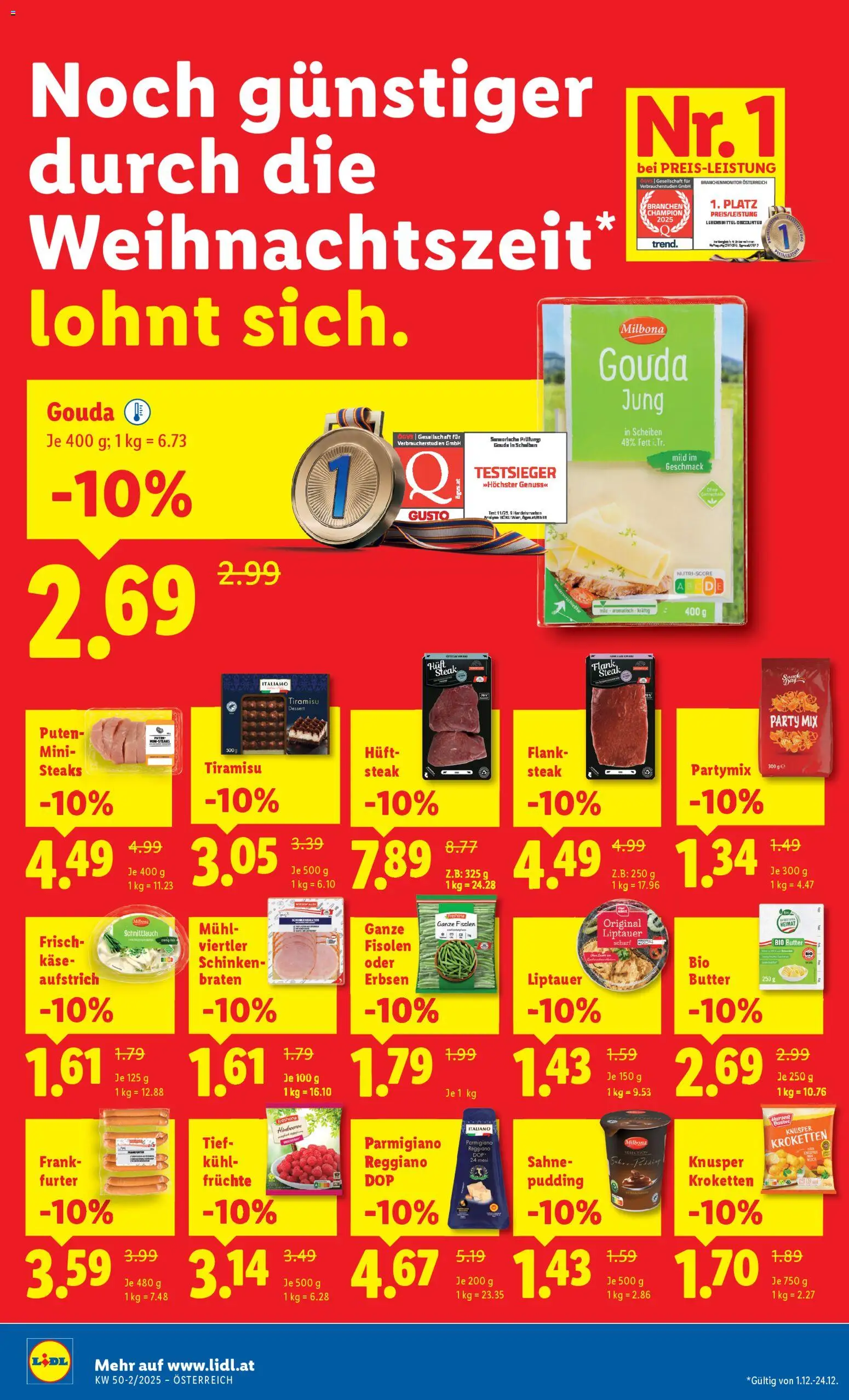 Lidl Flugblatt - Altenmarkt im Pongau, St. Johann im Pongau, Zell am See gültig ab 11.12.2025 | Seite: 2 | Produkte: Sahne, Erbsen, Butter, Käse