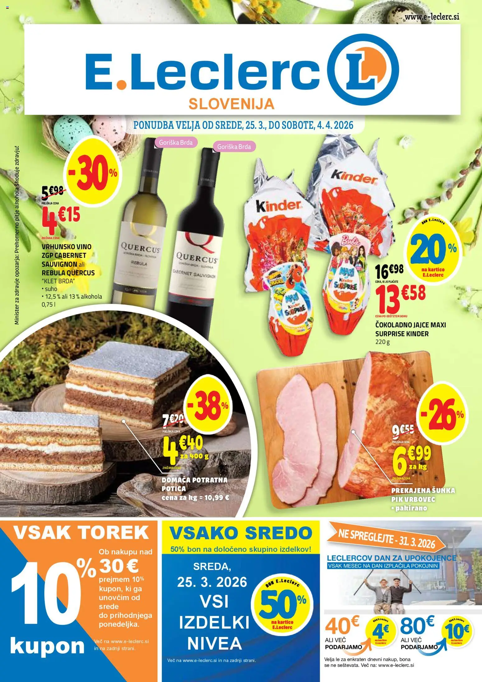 Novi E.leclerc katalog ponudbe – veljaven od 25.03.2026 | Stran: 1 | Izdelki: Sunka, Vino