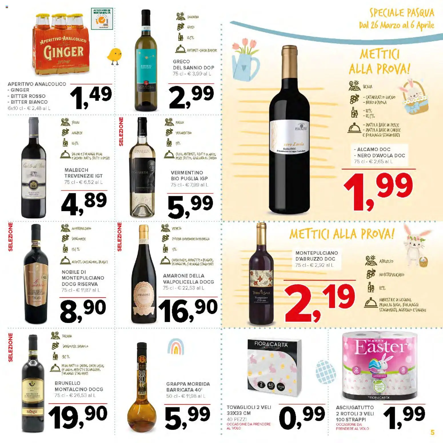 Volantino Todis del 26.03.2026 | Pagina: 5 | Prodotti: Forno, Asciugatutto, Agnello, Grappa