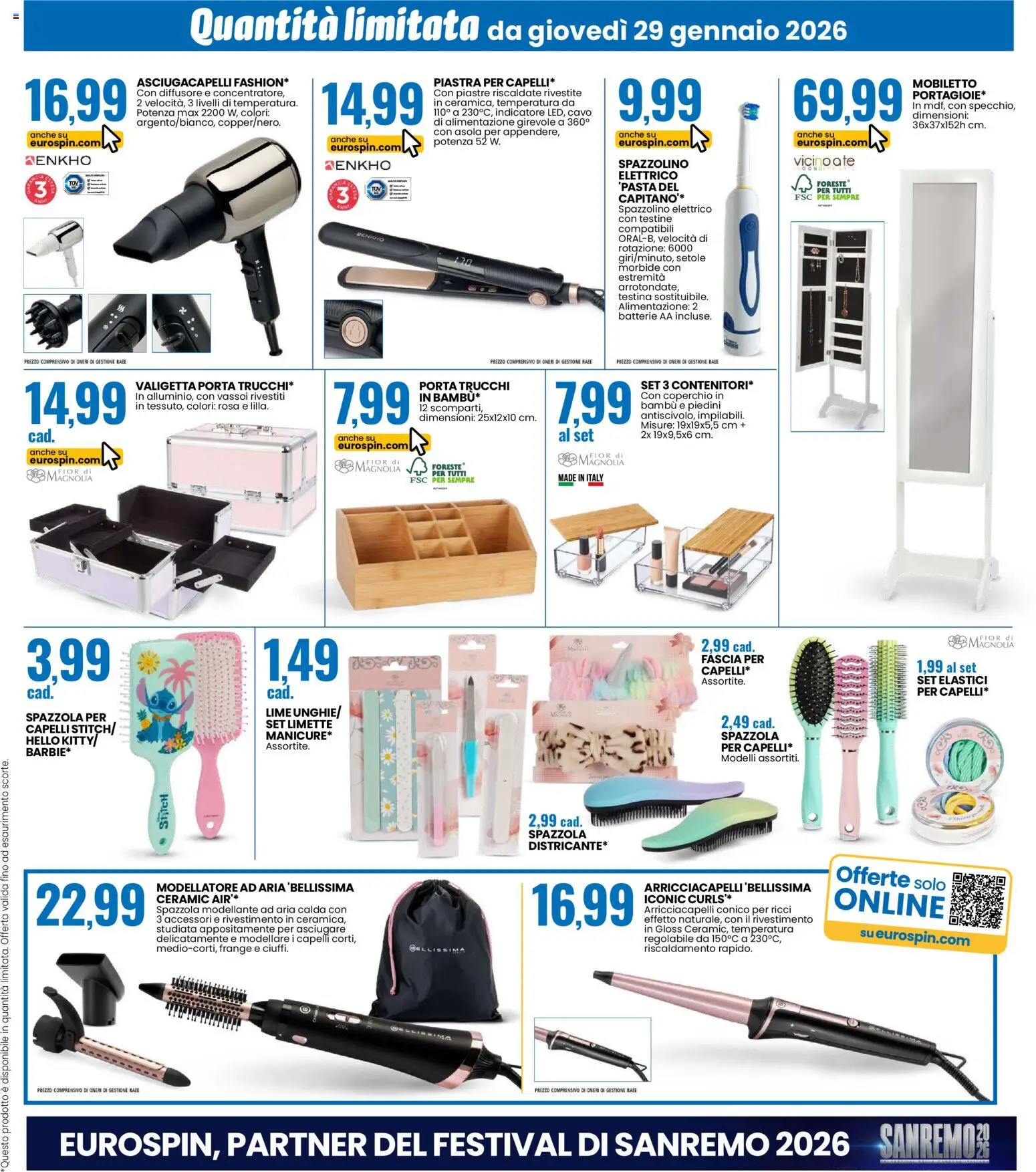 Volantino Eurospin del 29.01.2026 | Pagina: 15 | Prodotti: Arricciacapelli, Lime, Cavo, Elastici