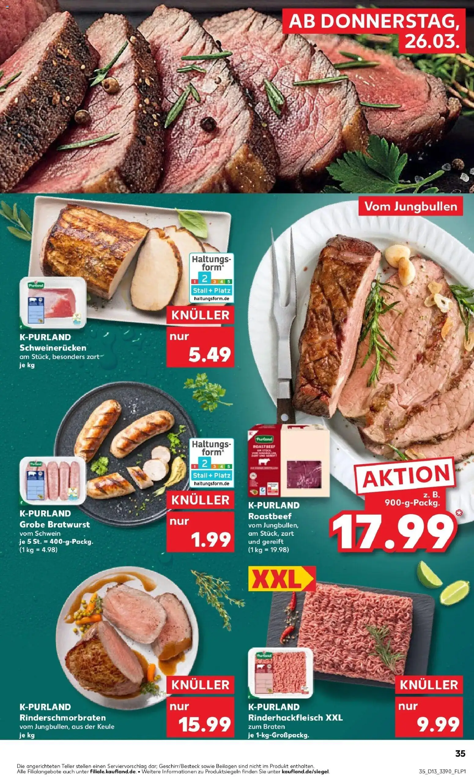 Kaufland Prospekt Hechingen	 – gültig ab 26.03.2026 | Seite: 35 | Produkte: Bratwurst, Roastbeef, Schweinerucken