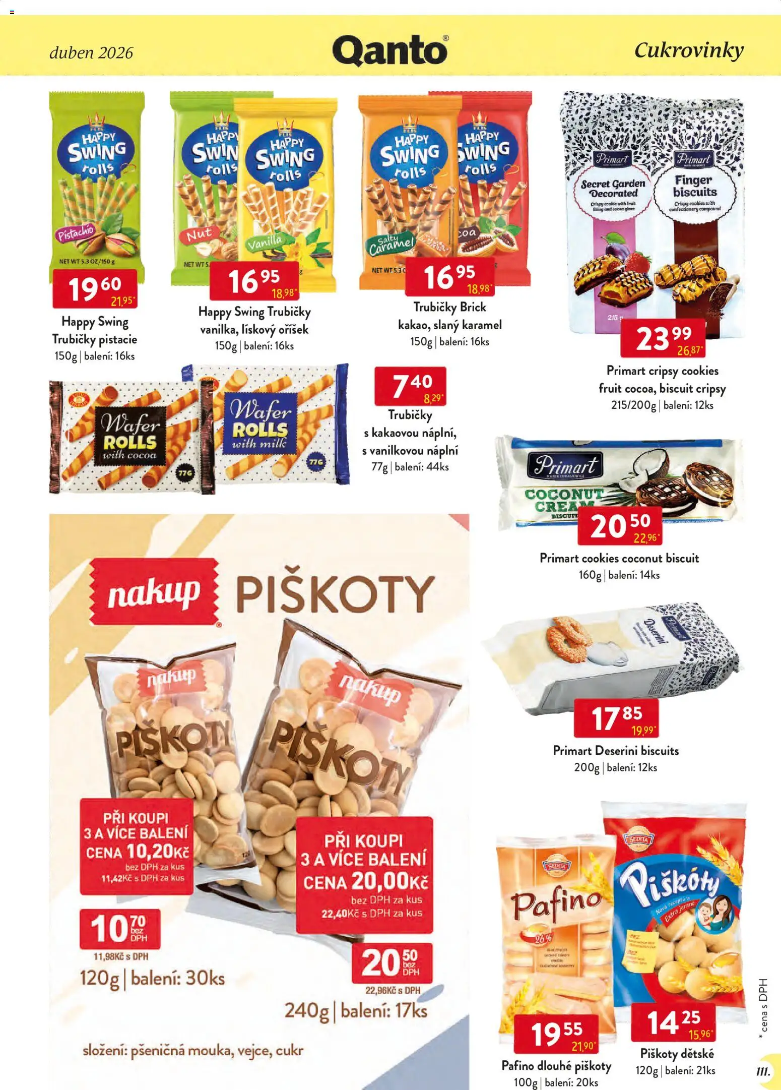 Astur & Qanto leták - Velkoobchod 04/2026 od 01.04.2026 | Strana: 111 | Produkty: Slaný karamel, Piškoty, Pistácie, Cookies