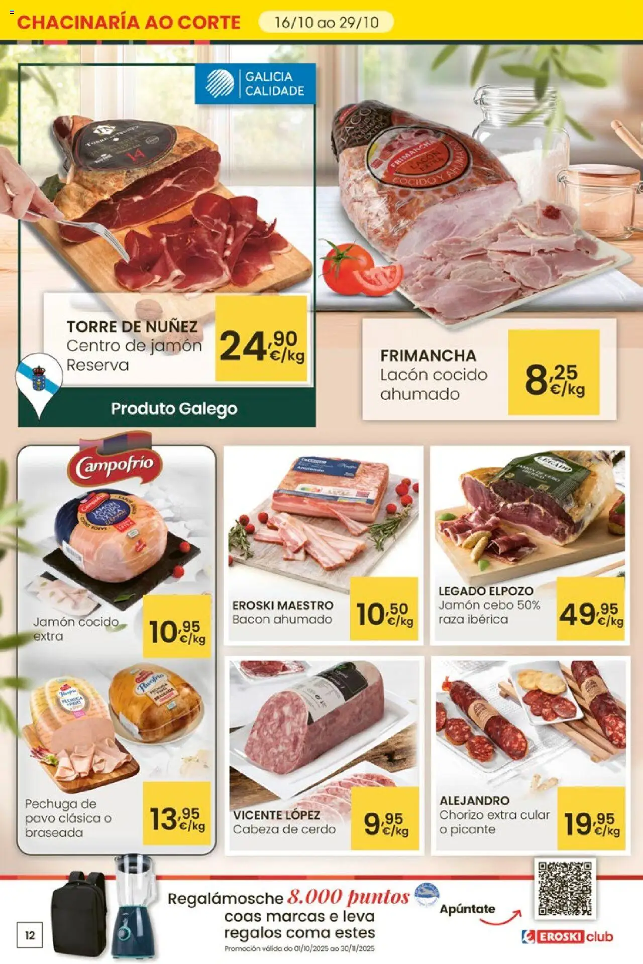 Eroski - Ofertón │ válido desde el 16.10.2025 | Página: 12 | Productos: Jamón, Jamón cocido, Cerdo