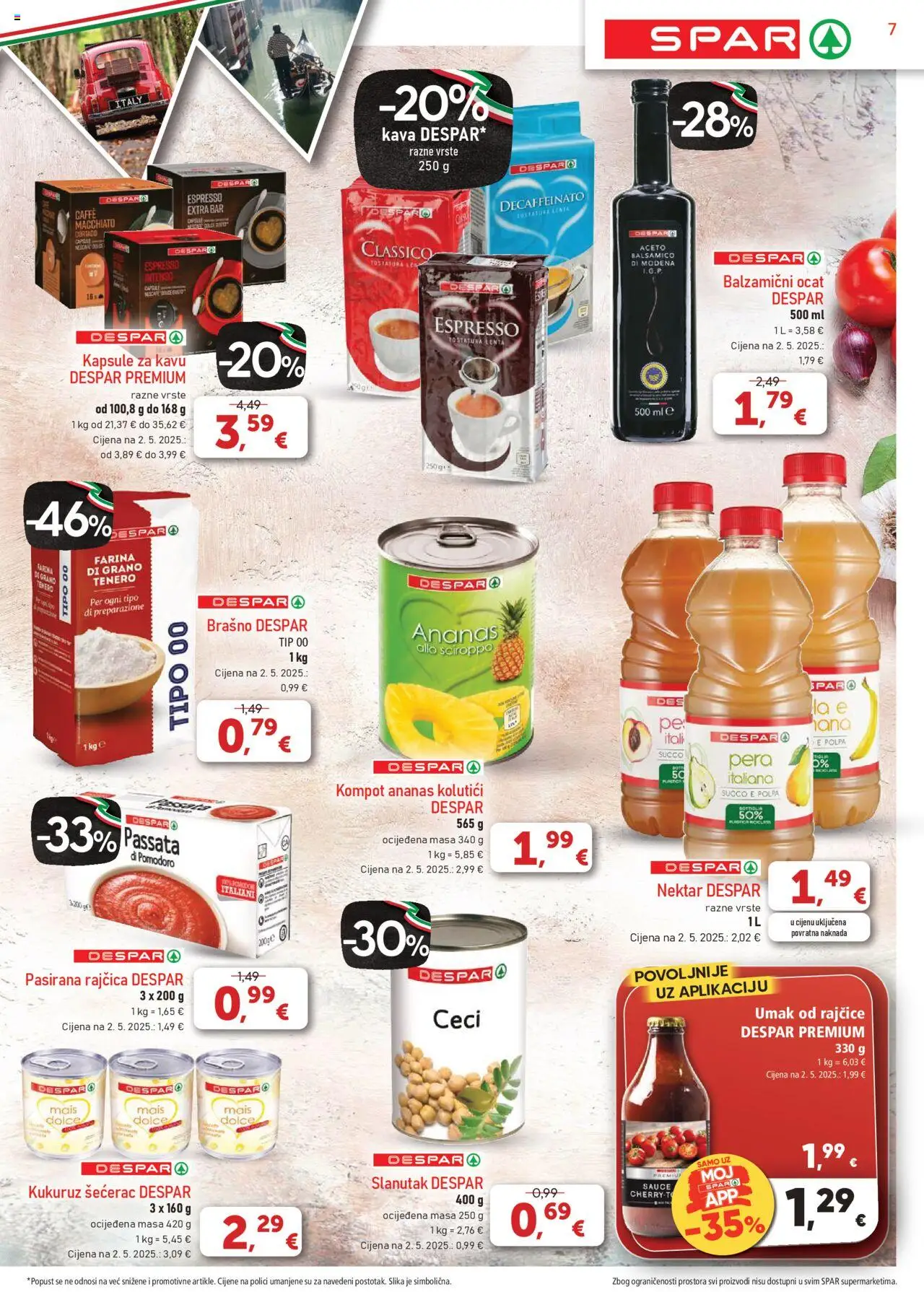 Spar katalog | vrijedi od 20.08.2025 | Stranica: 7 | Proizvodi: Pasirana rajčica, Kukuruz, Brašno, Ocat